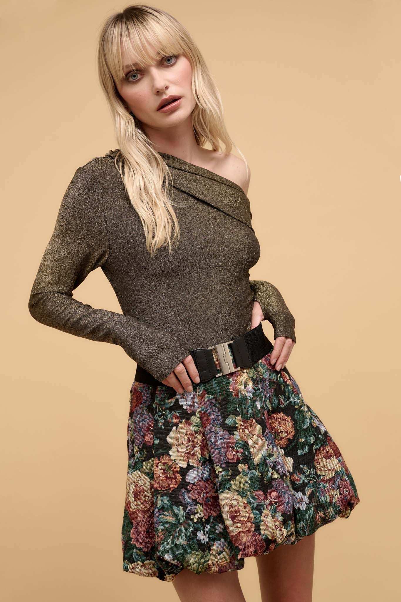 Life on Mars Metallic Knit One-Shoulder Top - Image 10