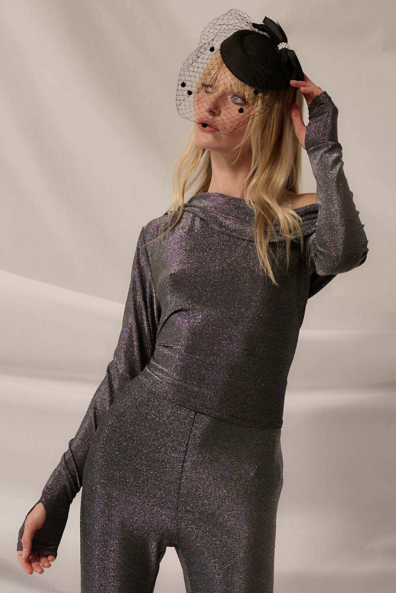 Life on Mars Metallic Knit One-Shoulder Top - Image 3