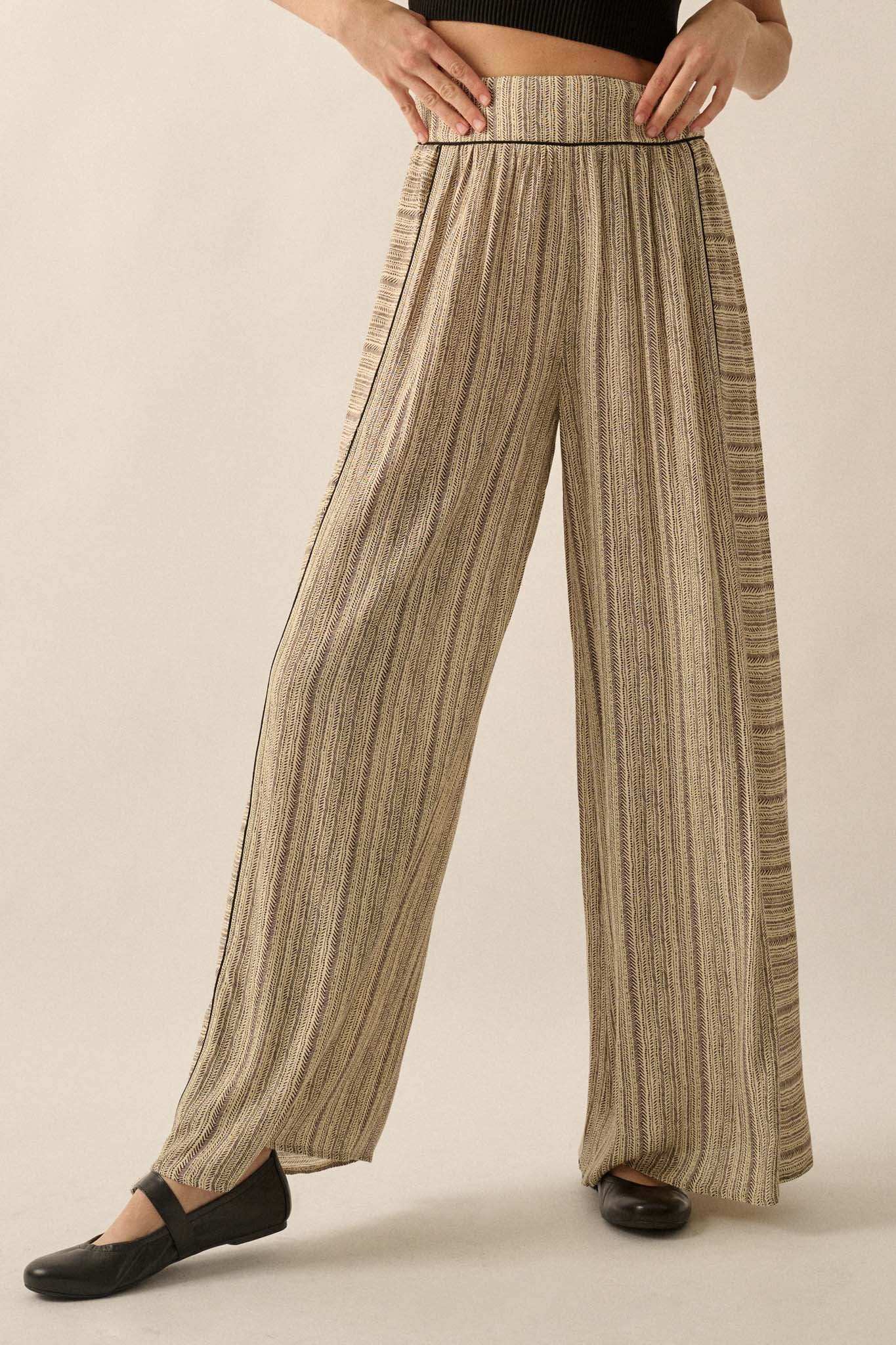Life's Journey Striped Geo-Print Wide-Leg Pants - Image 2