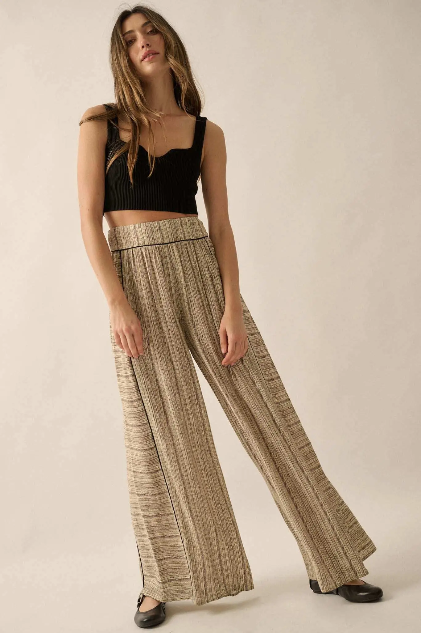 Life's Journey Striped Geo-Print Wide-Leg Pants - Image 4