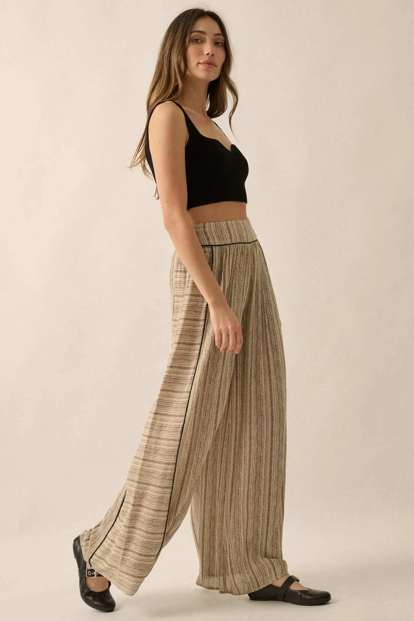 Life's Journey Striped Geo-Print Wide-Leg Pants - Image 5