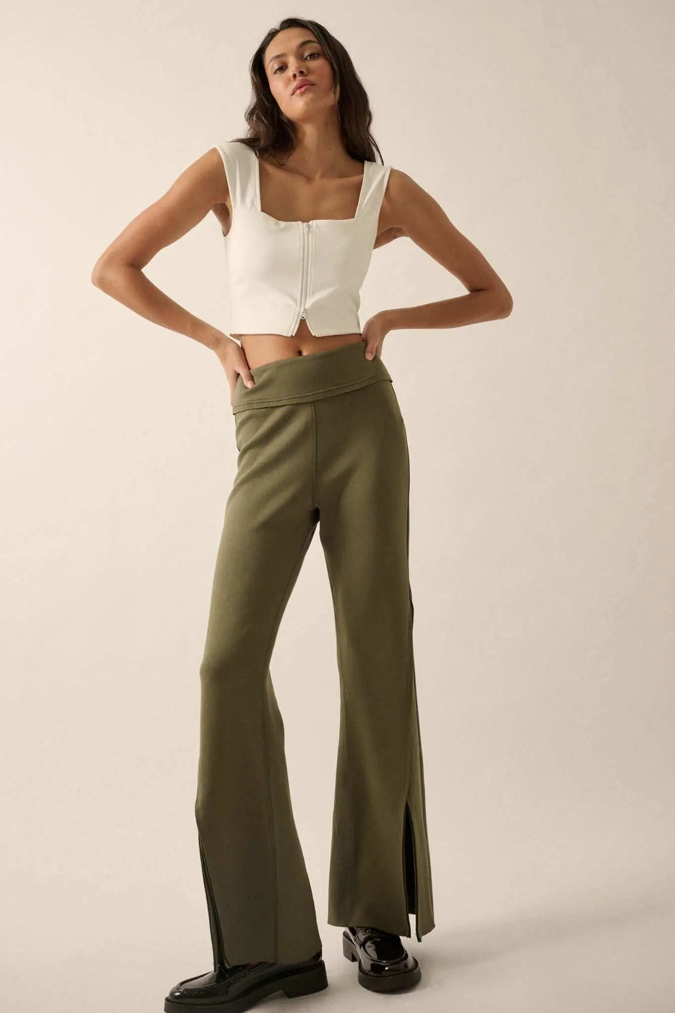 Lifted Fit Zip-Front Cropped Square-Neck Tank Top - Image 7