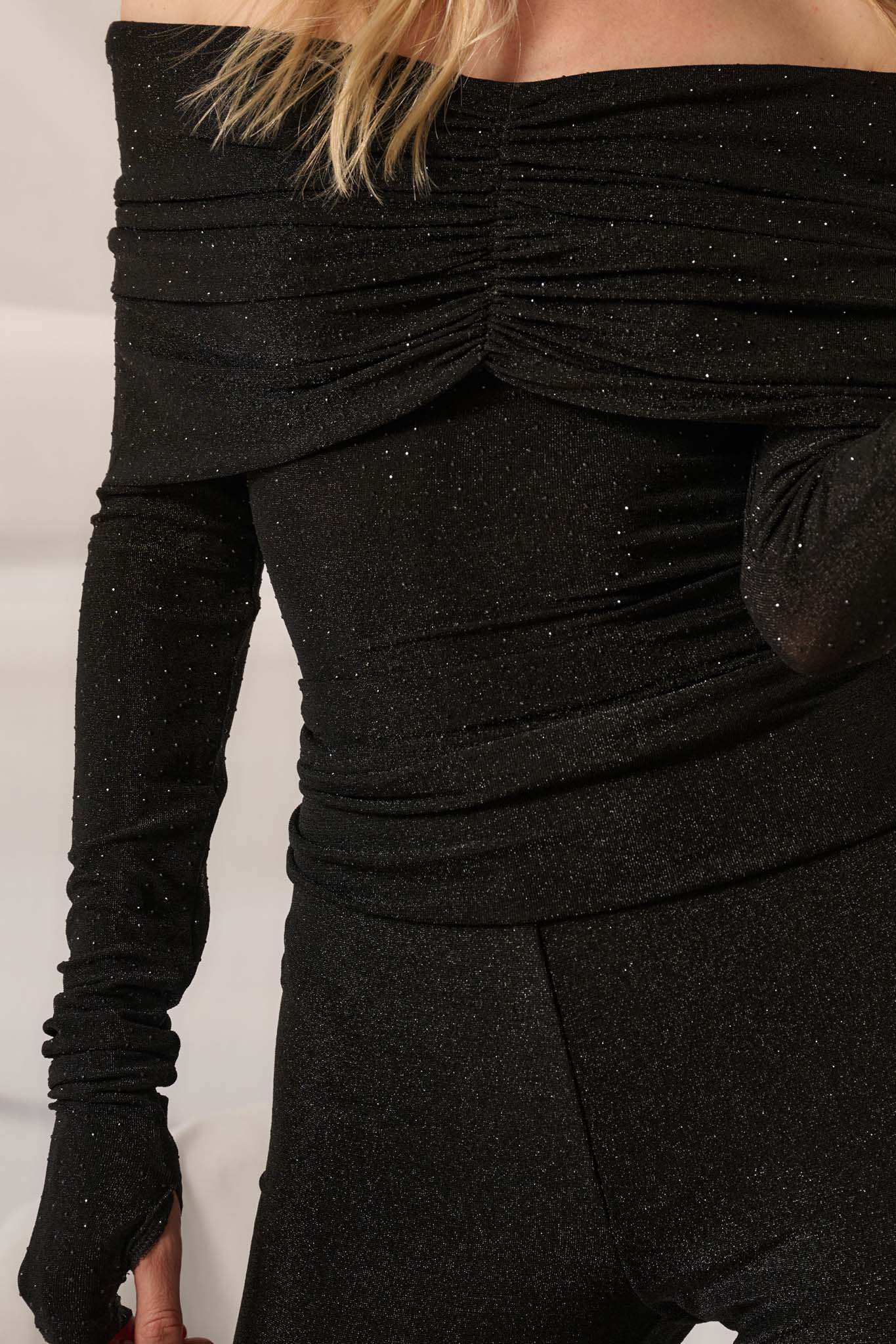 Light Years Studded Metallic Off-Shoulder Top - Image 8