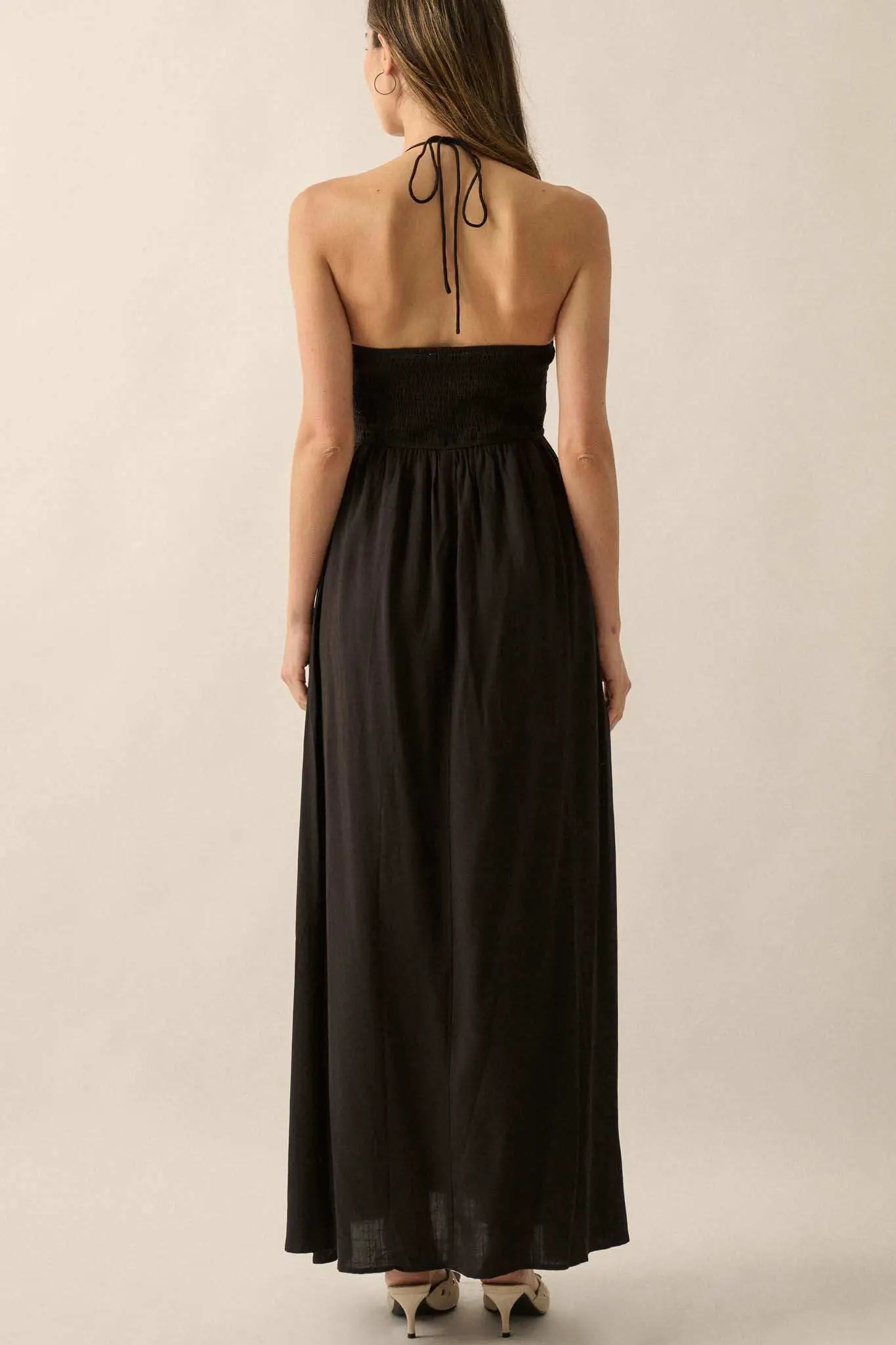 Like a Rose Embroidered Halter Maxi Dress - Image 15