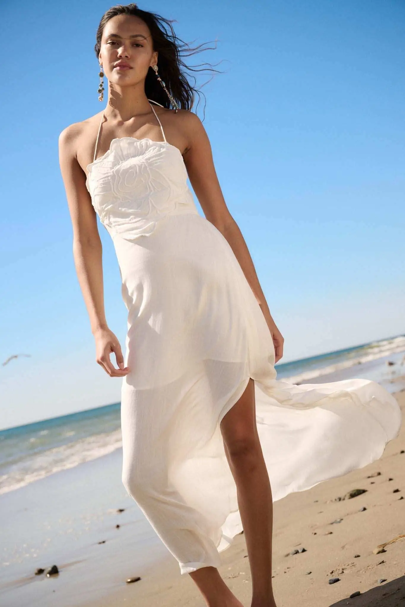 Like a Rose Embroidered Halter Maxi Dress - Image 3