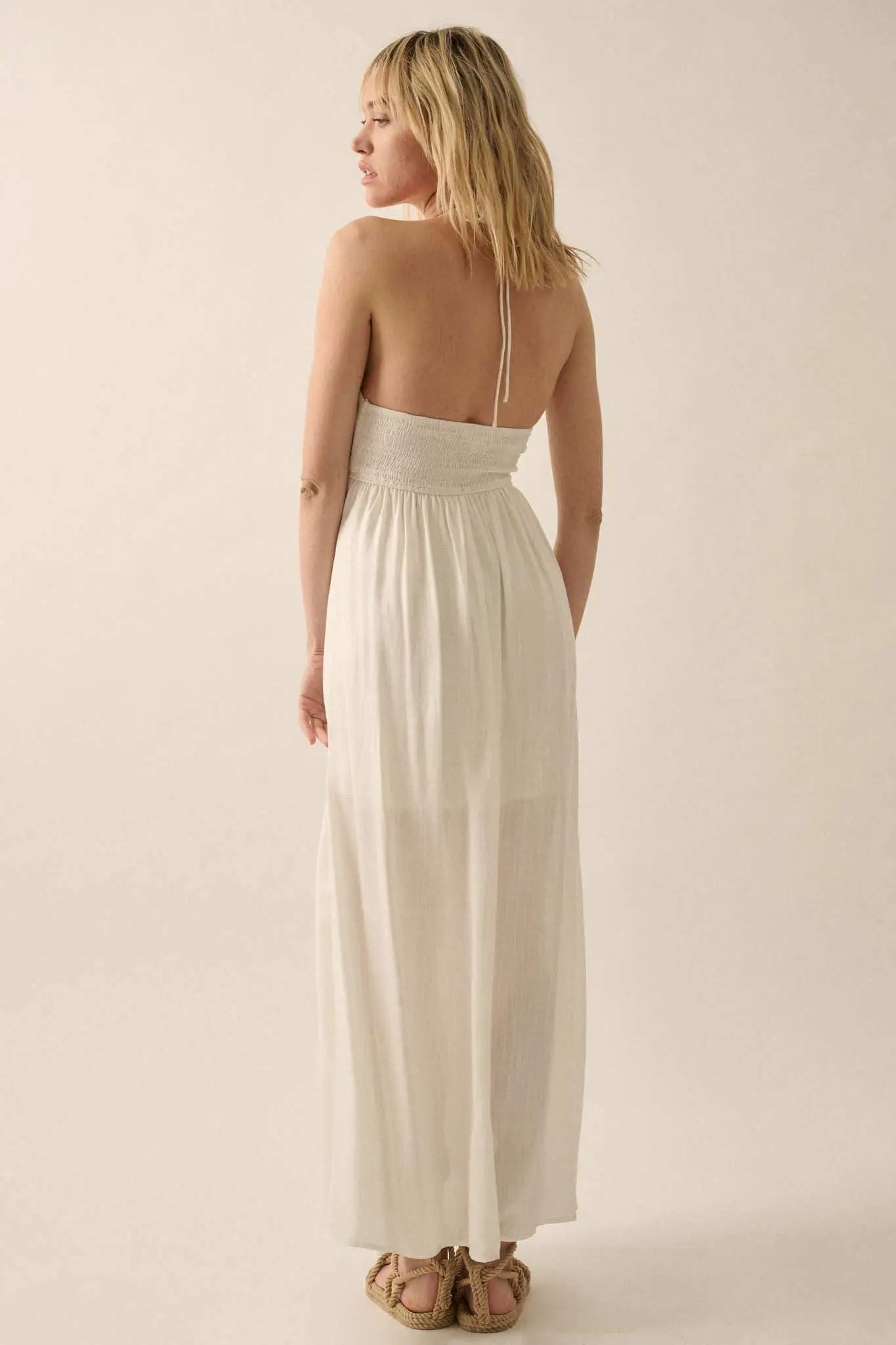 Like a Rose Embroidered Halter Maxi Dress - Image 9