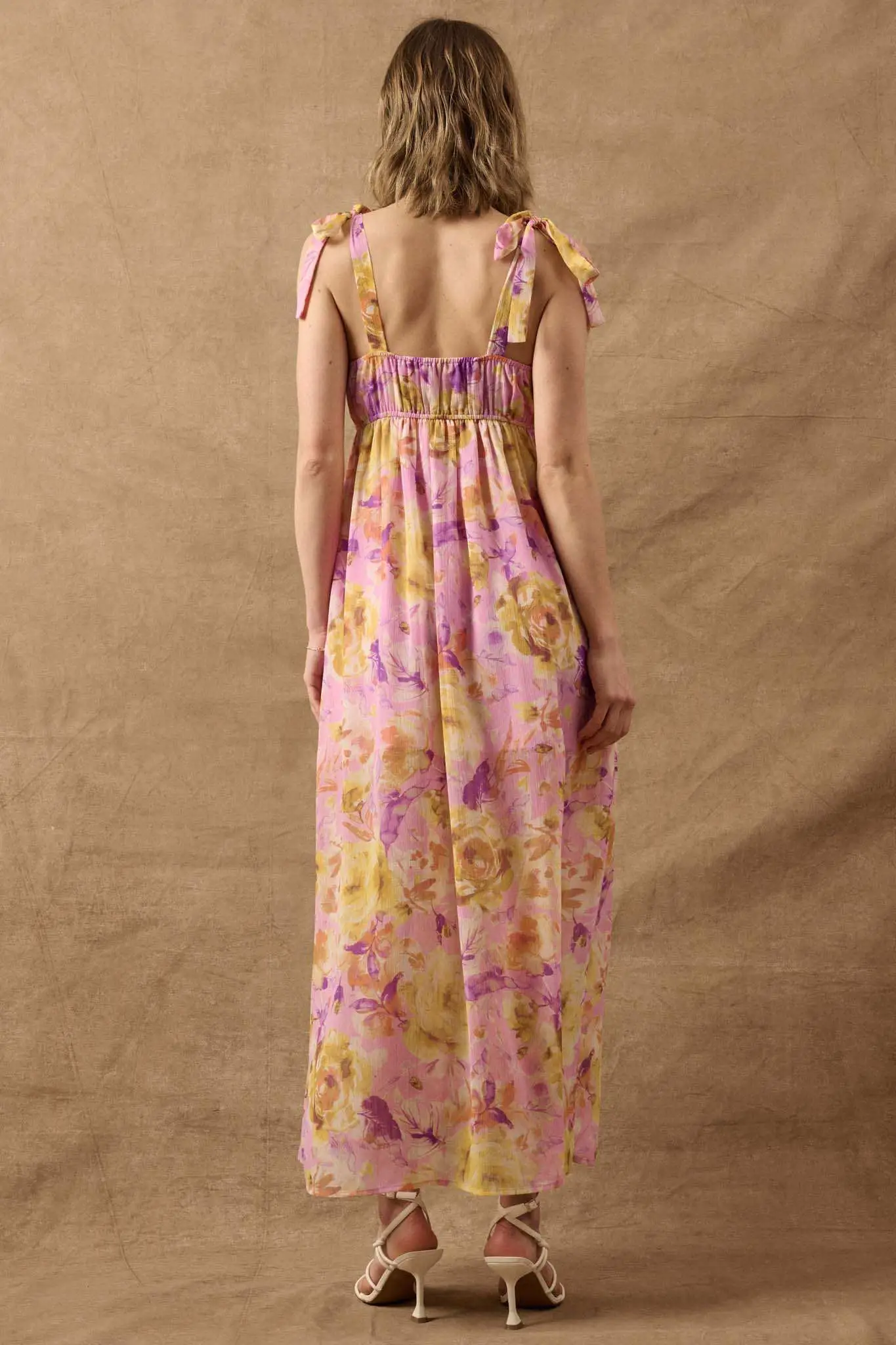 Lilac Wine Floral Chiffon Button-Front Maxi Sundress - Image 6