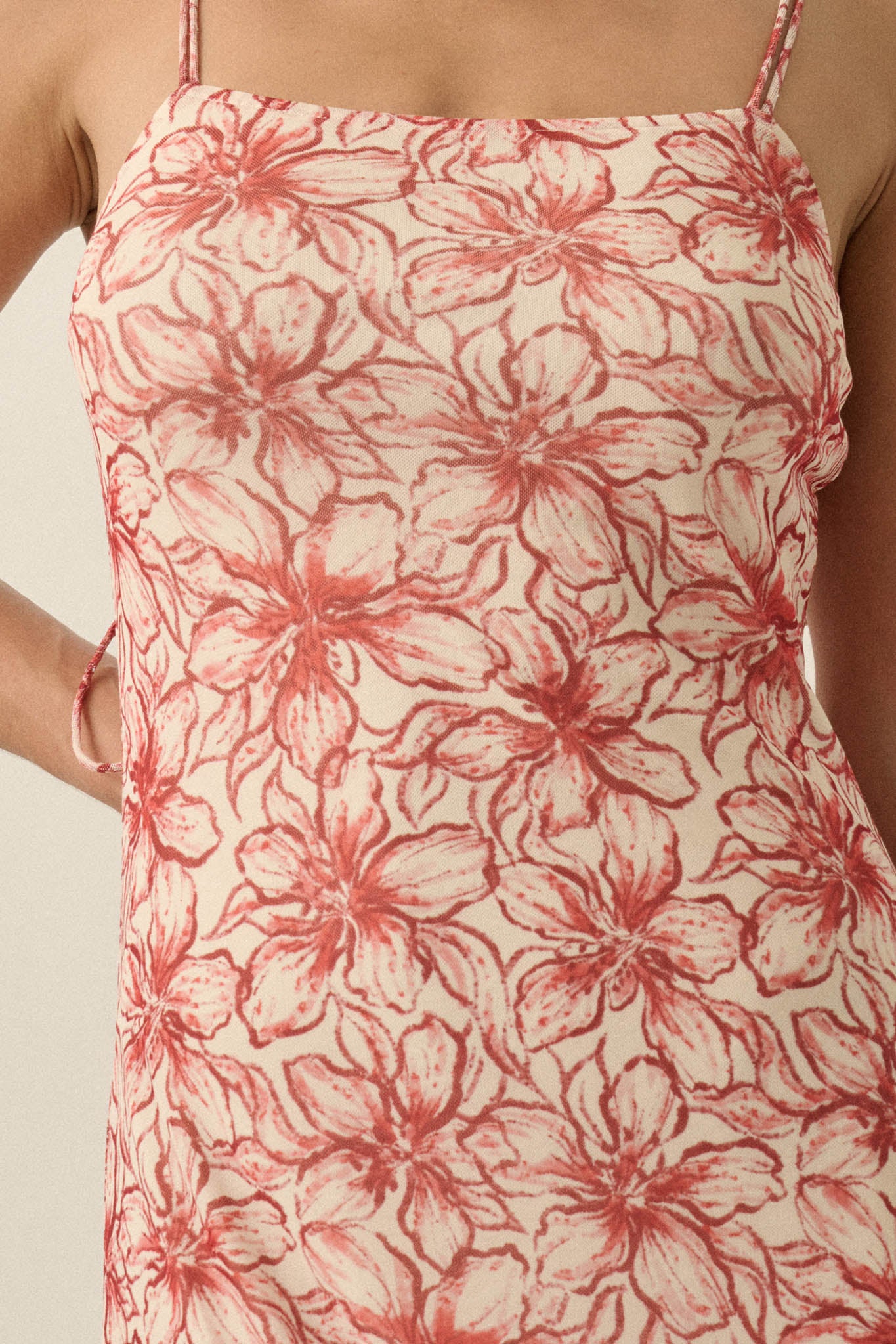 Lilies Bloom Floral Mesh Cami Midi Dress - Image 4