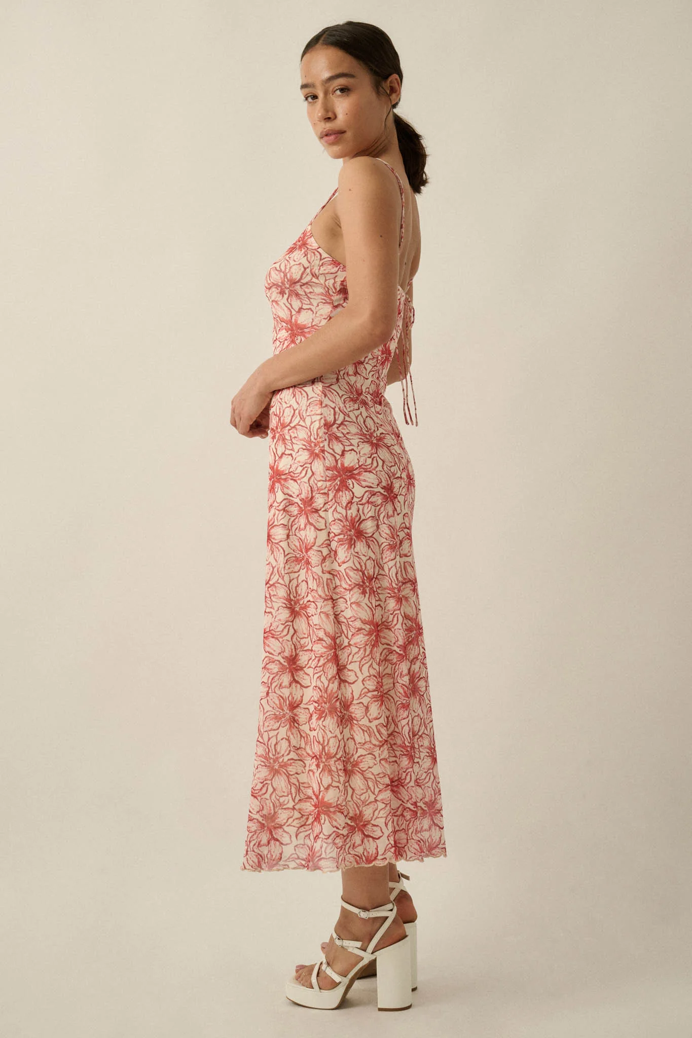 Lilies Bloom Floral Mesh Cami Midi Dress - Image 6