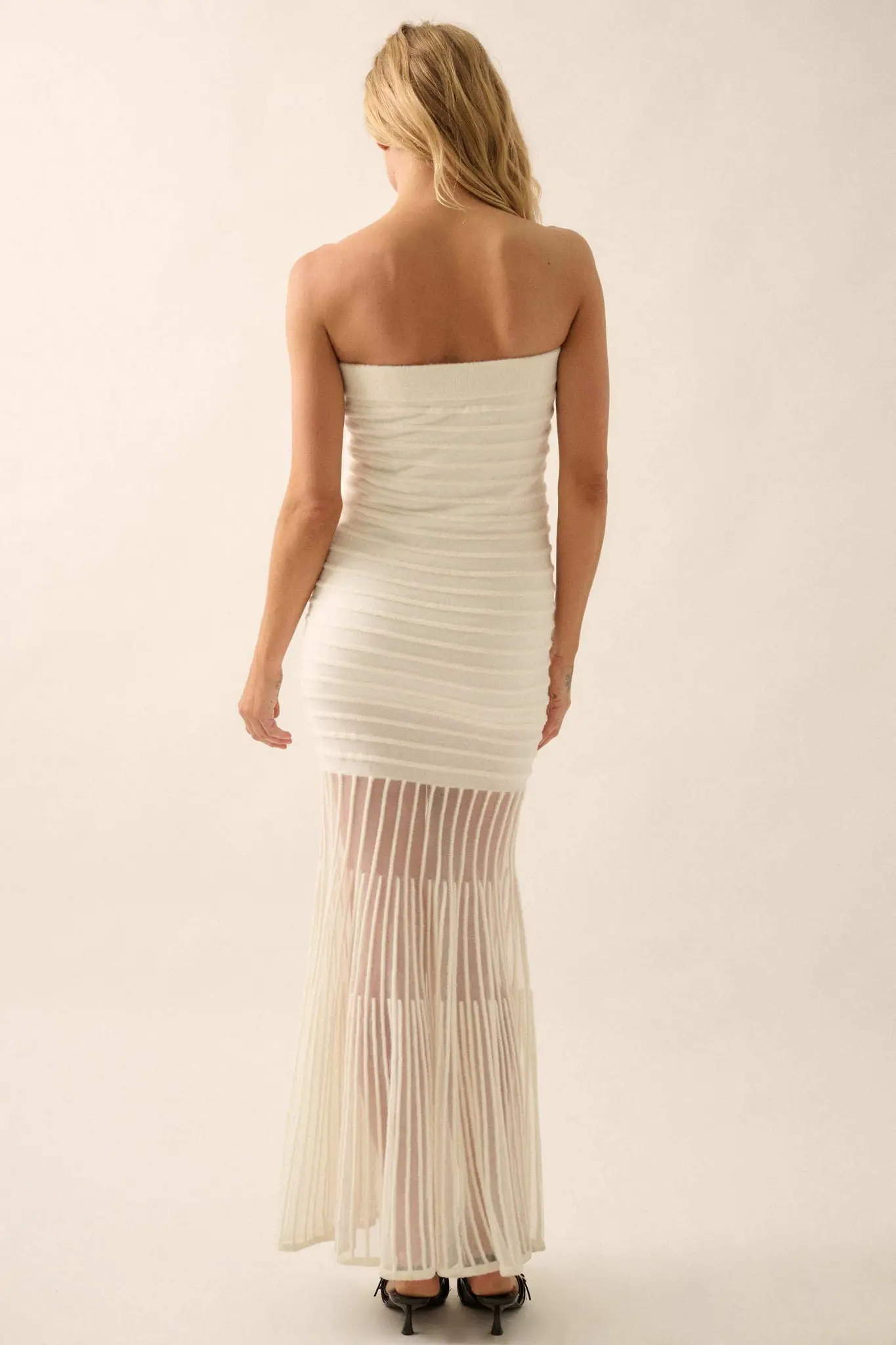 Line of Beauty Ribbed Knit Strapless Maxi Dress - Image 2