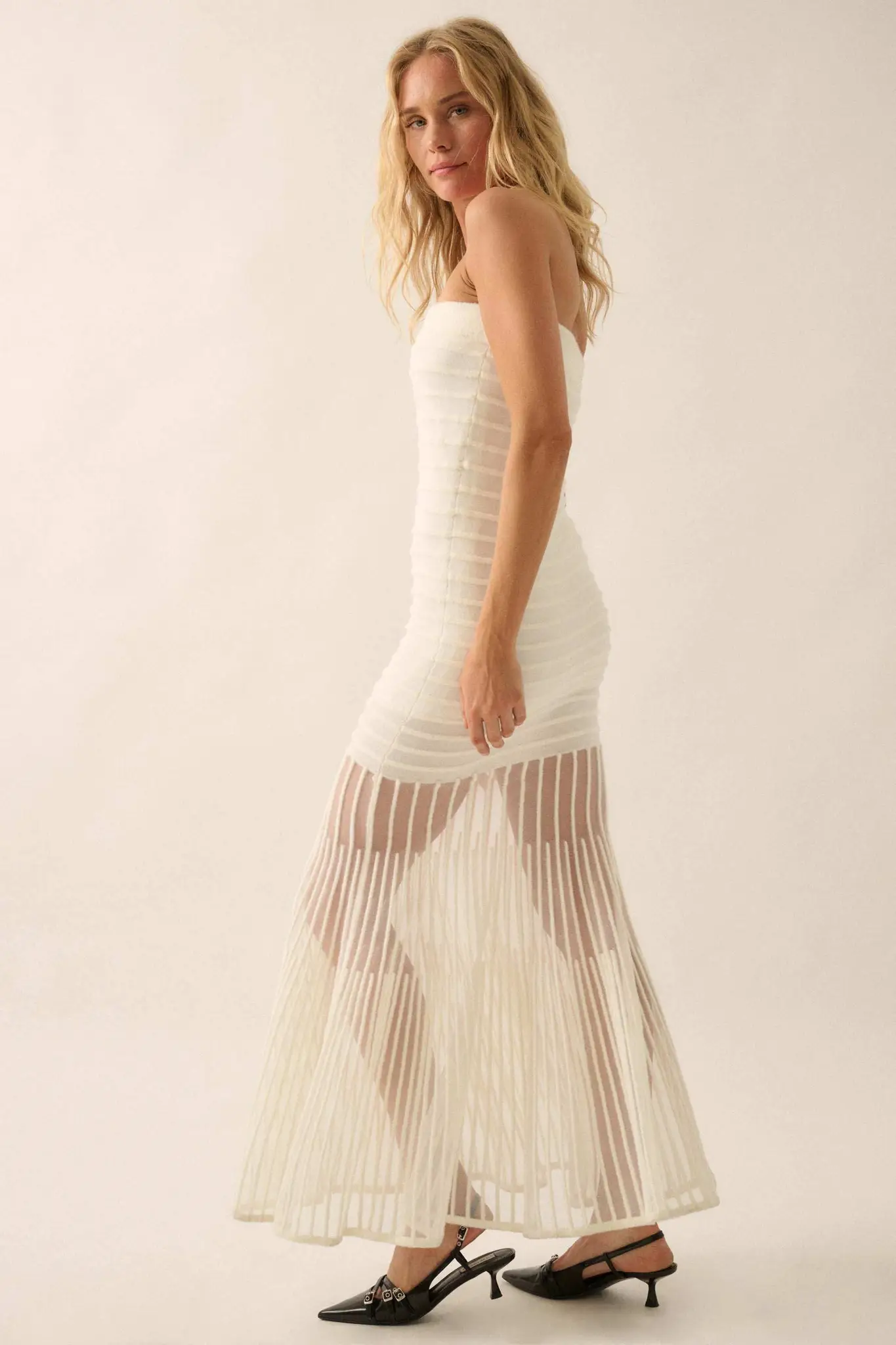 Line of Beauty Ribbed Knit Strapless Maxi Dress - Image 6
