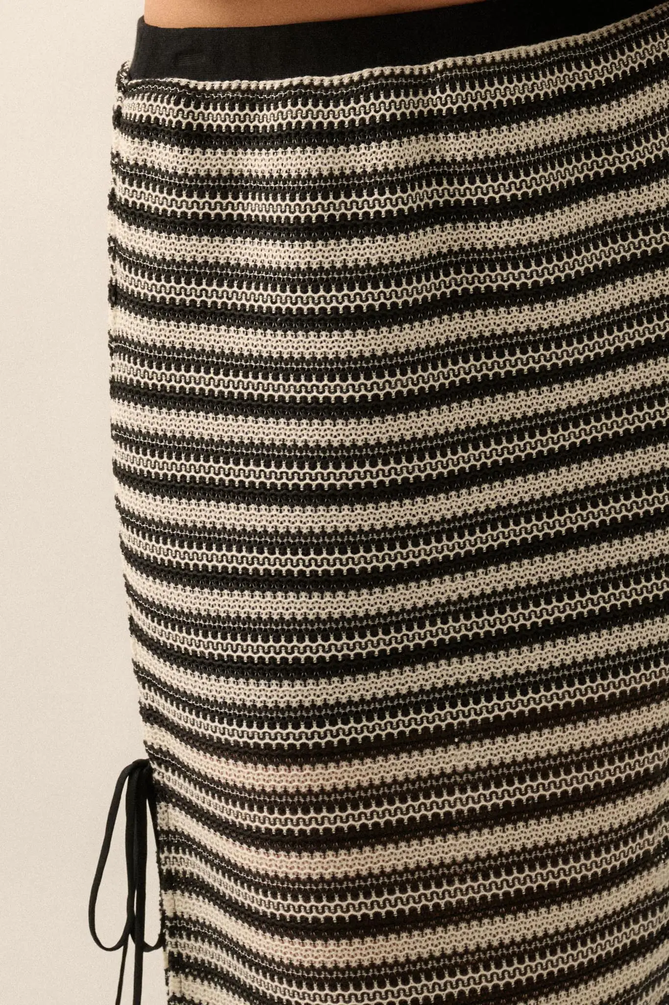 Line of Sight Striped Knit Side-Tie Midi Skirt - Image 3