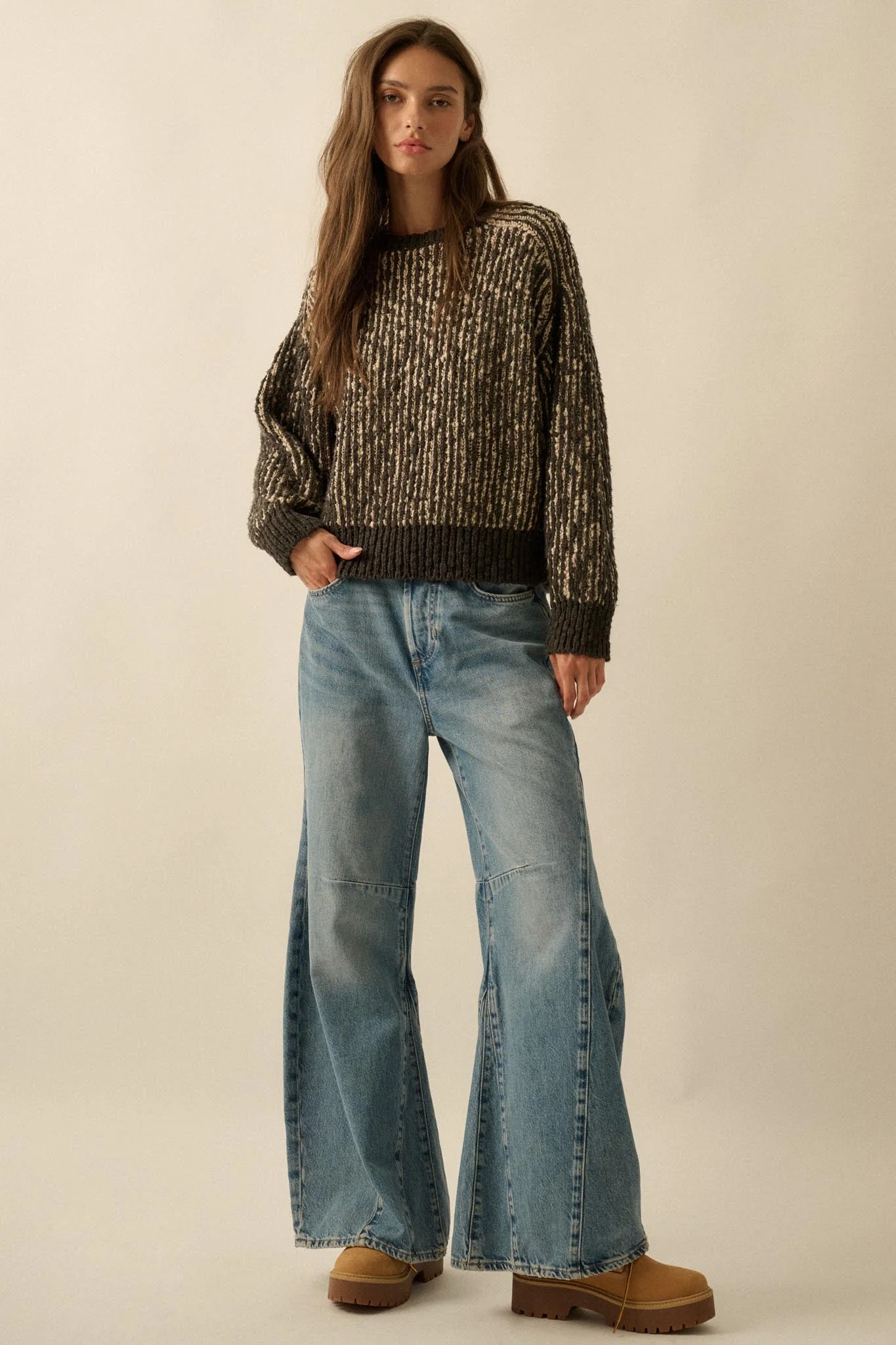 Live and Learn Marled Boucle Rib-Knit Sweater - Image 10