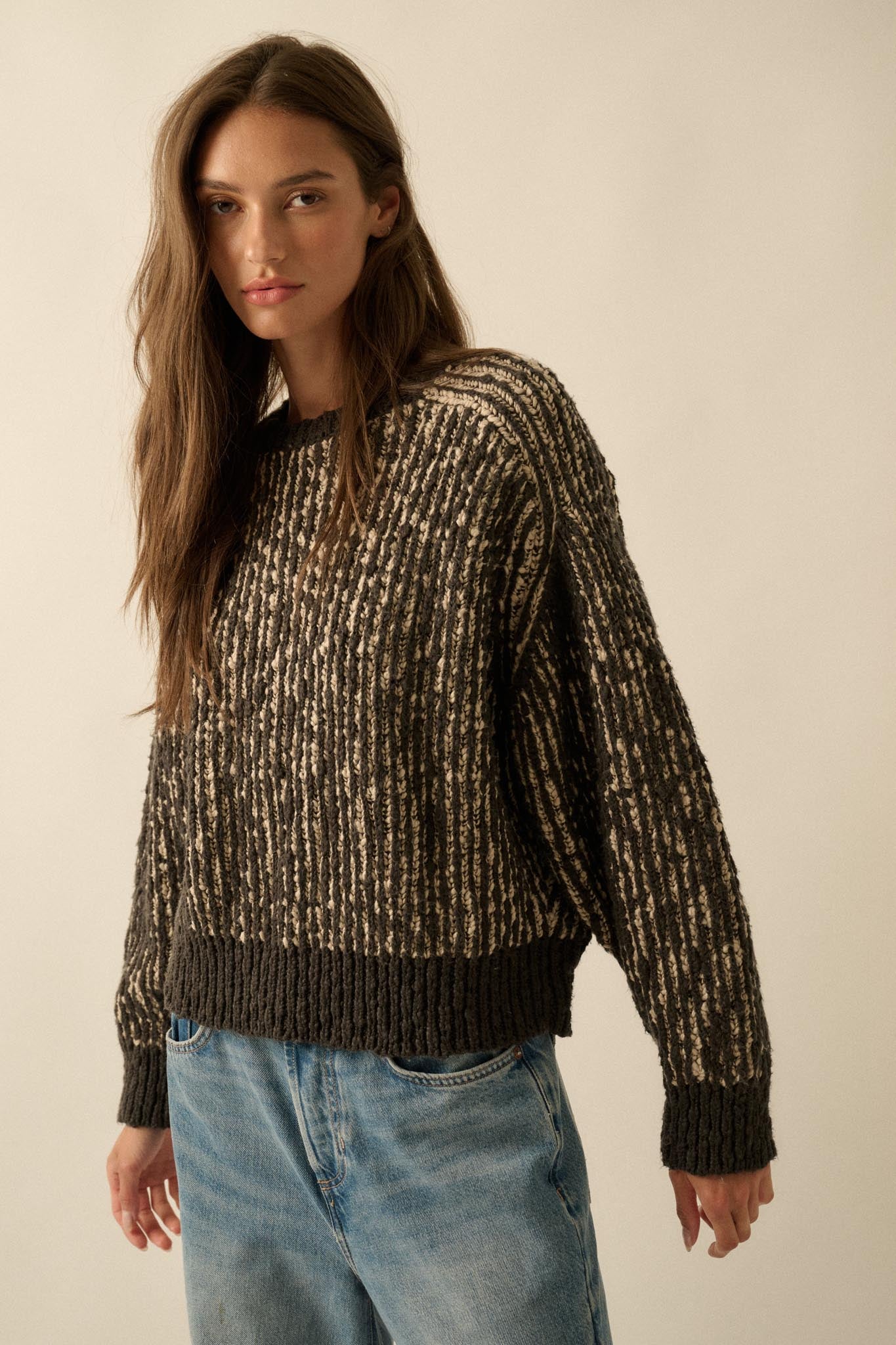 Live and Learn Marled Boucle Rib-Knit Sweater - Image 11