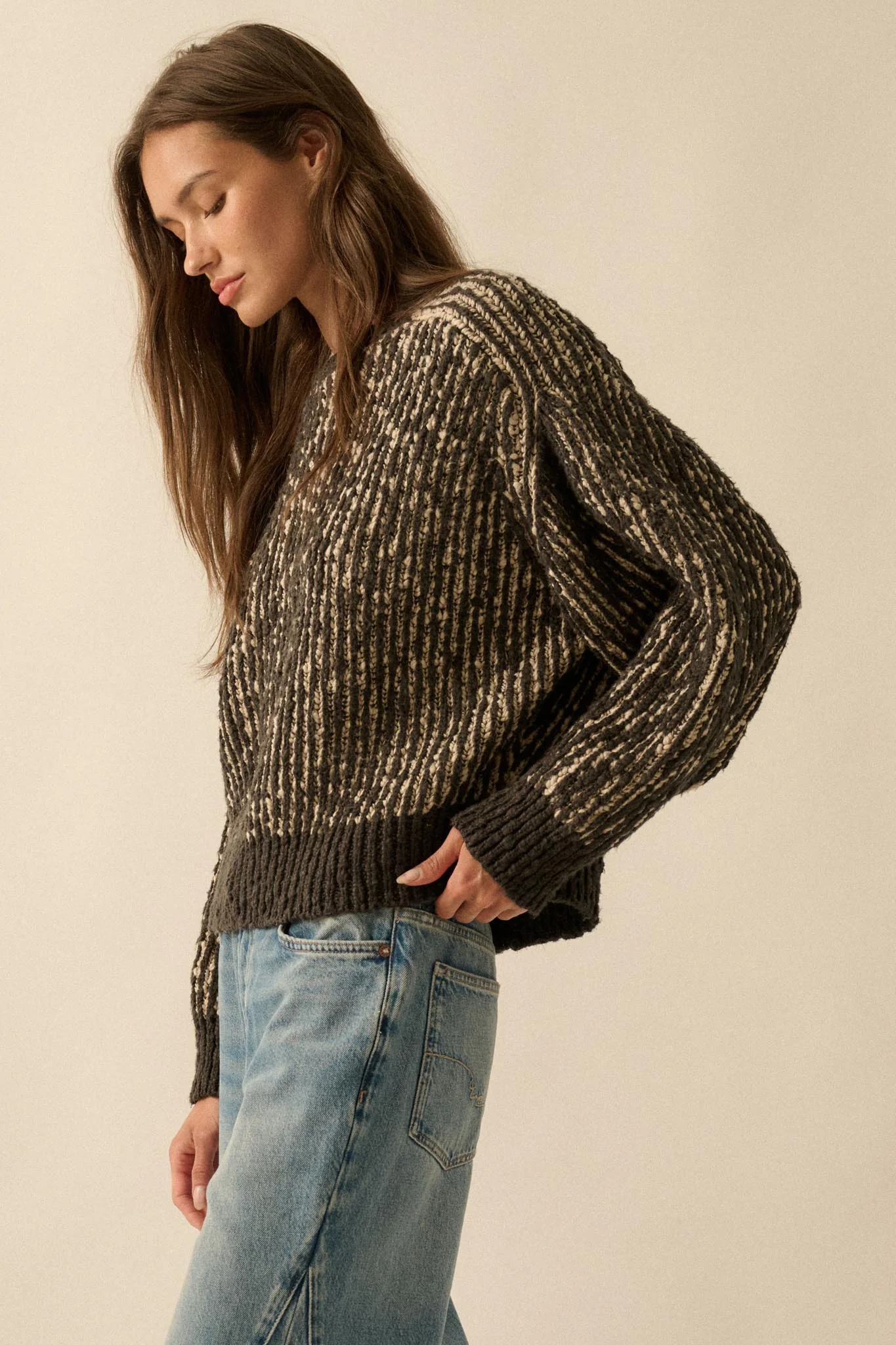 Live and Learn Marled Boucle Rib-Knit Sweater - Image 12