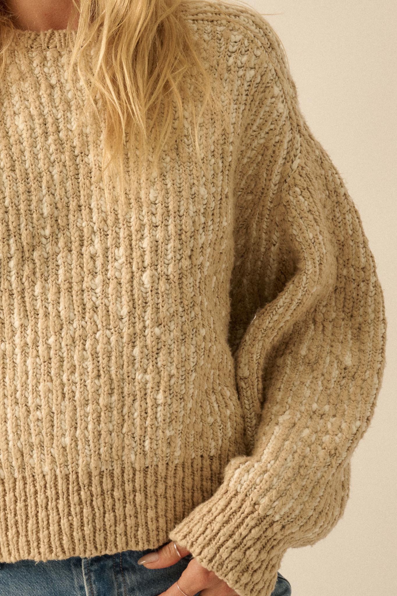 Live and Learn Marled Boucle Rib-Knit Sweater - Image 2