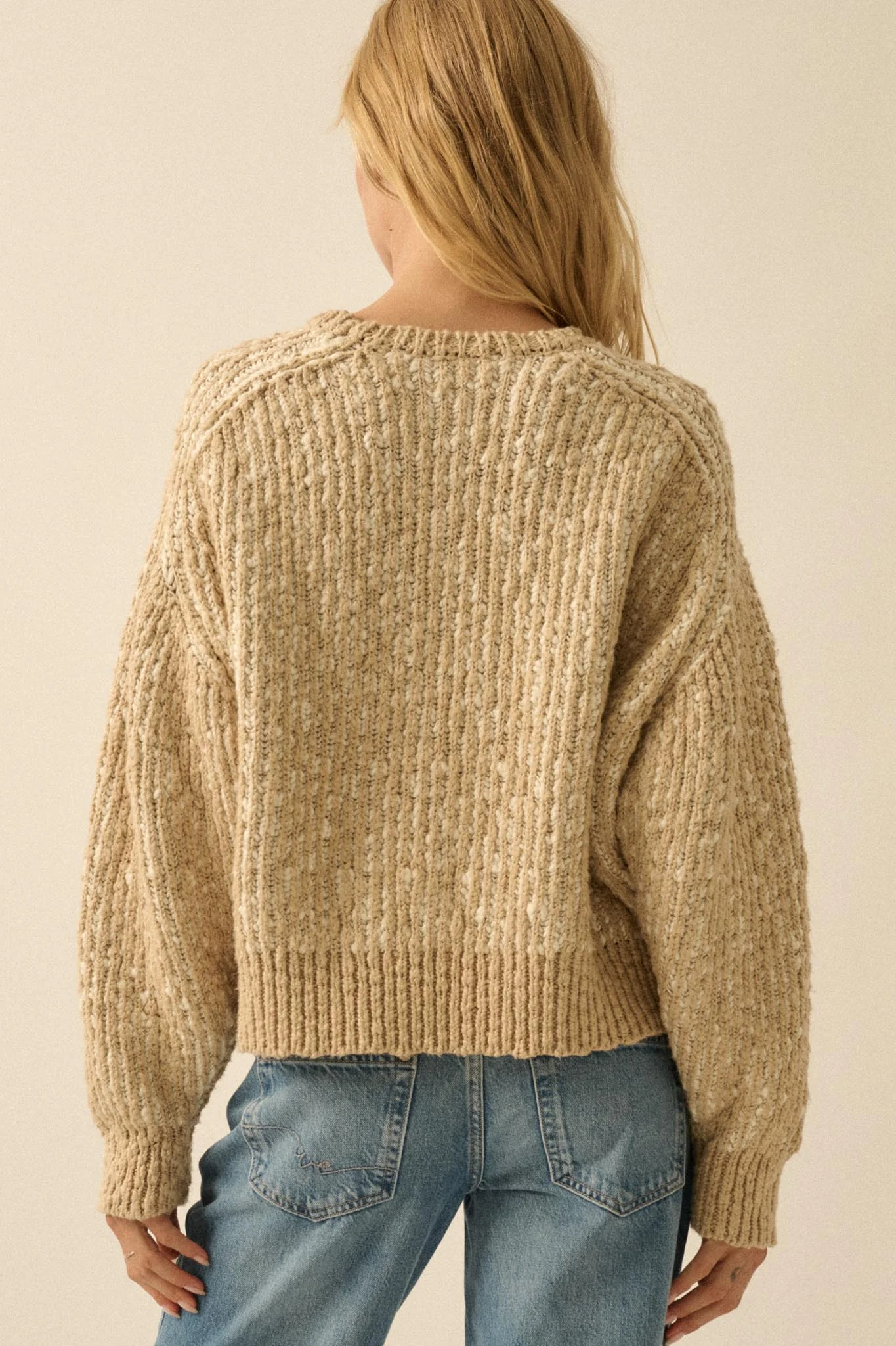 Live and Learn Marled Boucle Rib-Knit Sweater - Image 6