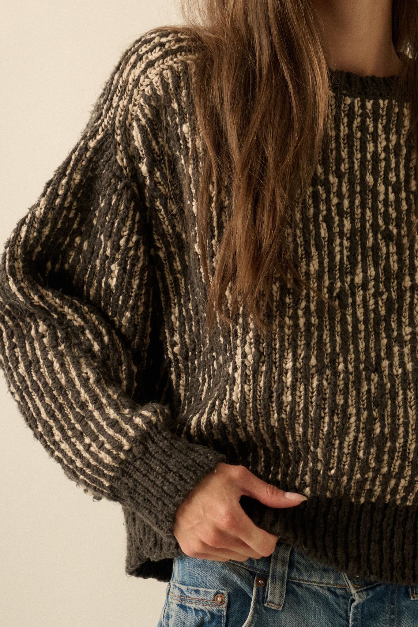 Live and Learn Marled Boucle Rib-Knit Sweater - Image 8