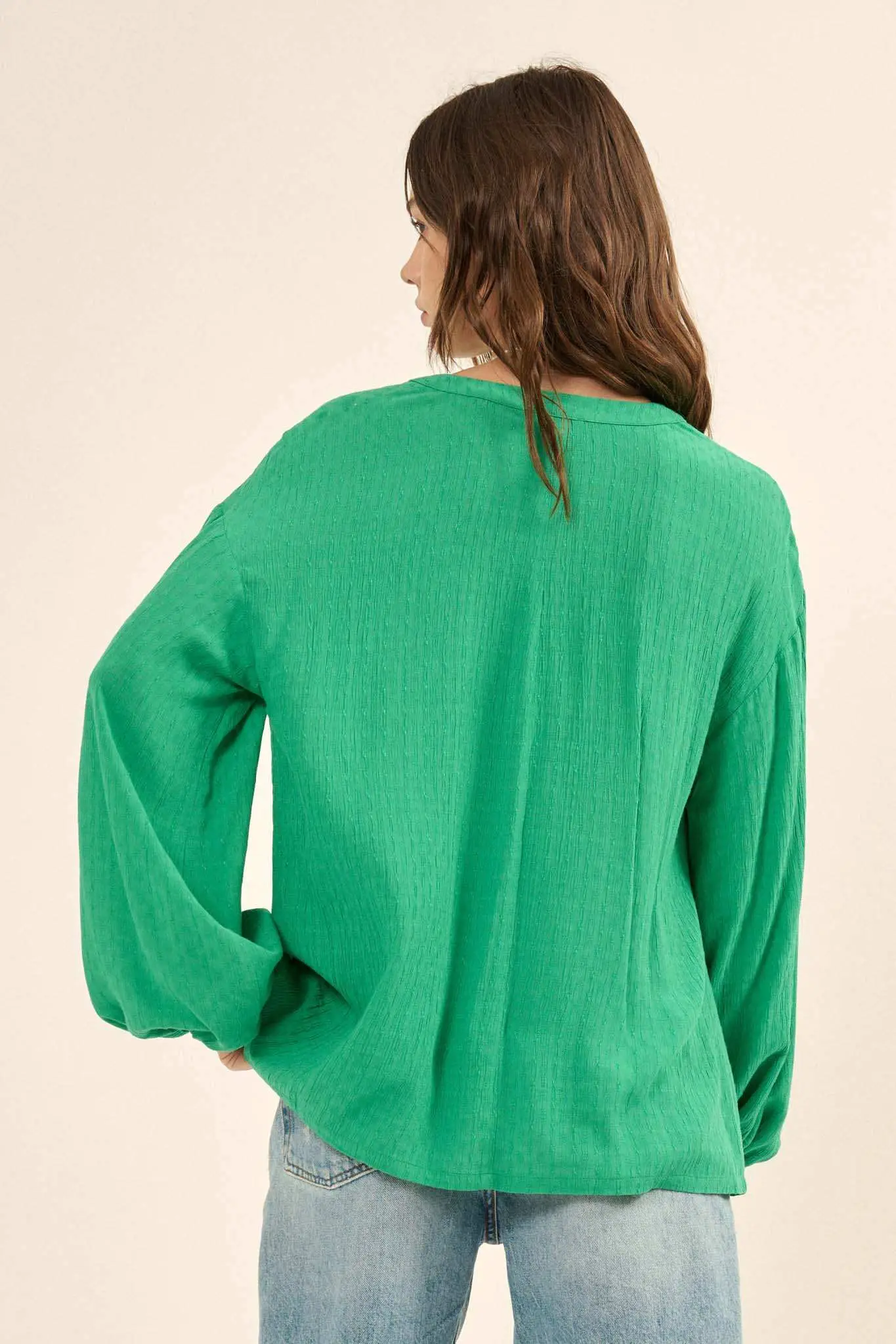 Livelong Day Jacquard Button-Front Peasant Top - Image 12