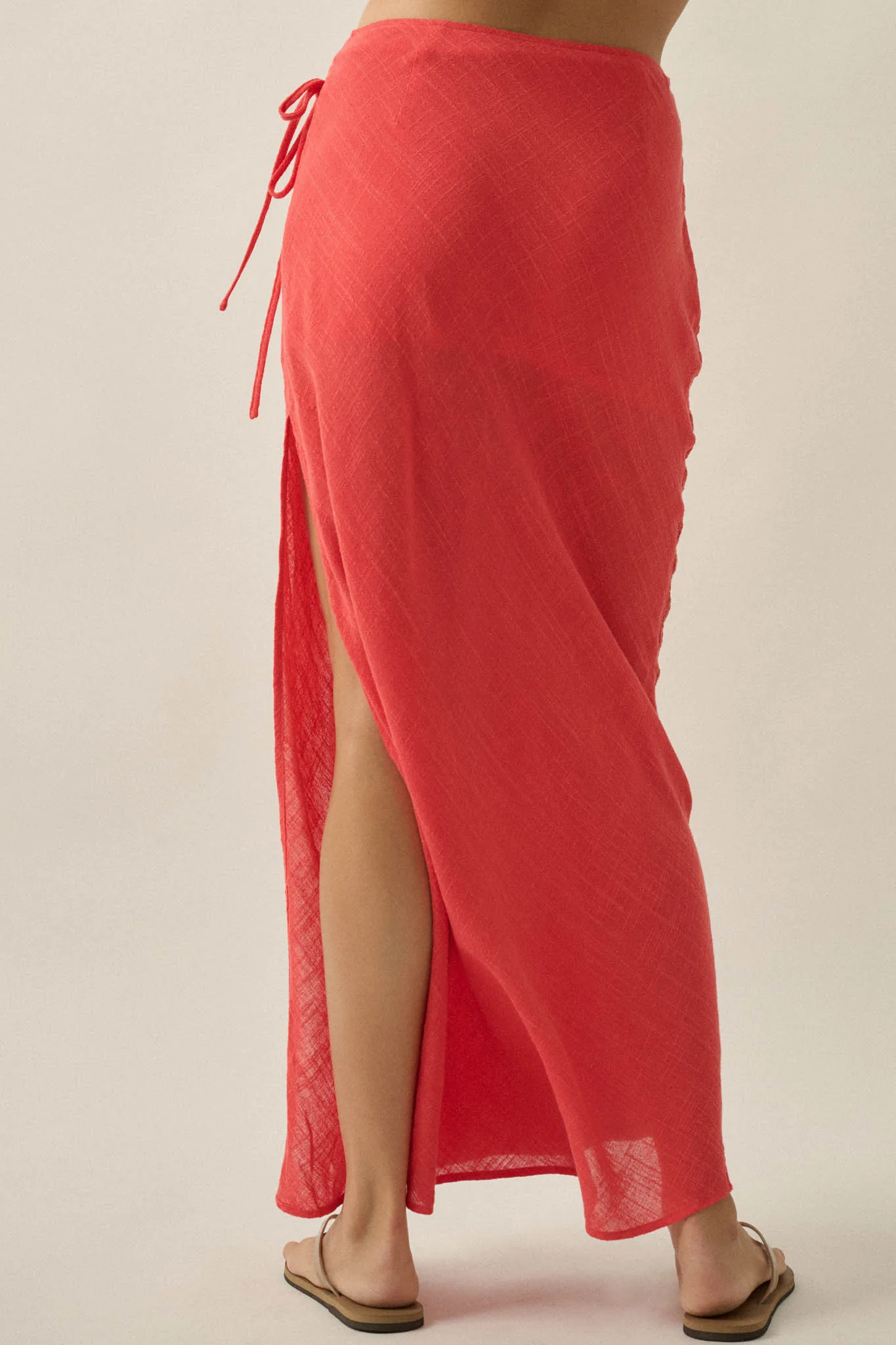 Living Easy Cotton Gauze and Lace Wrap Maxi Skirt - Image 6