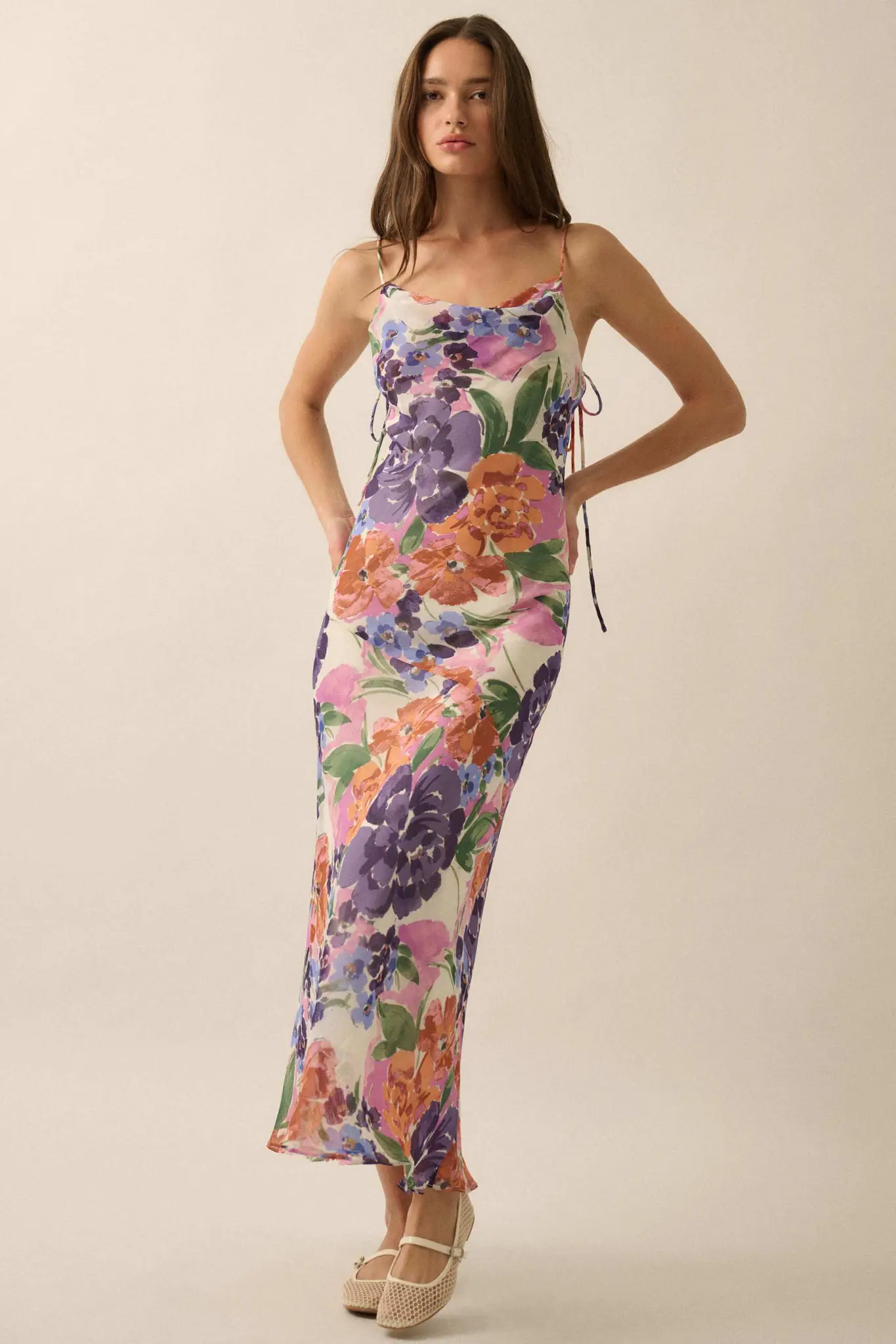 Living Lush Floral Chiffon Cowl-Neck Maxi Dress - Image 4