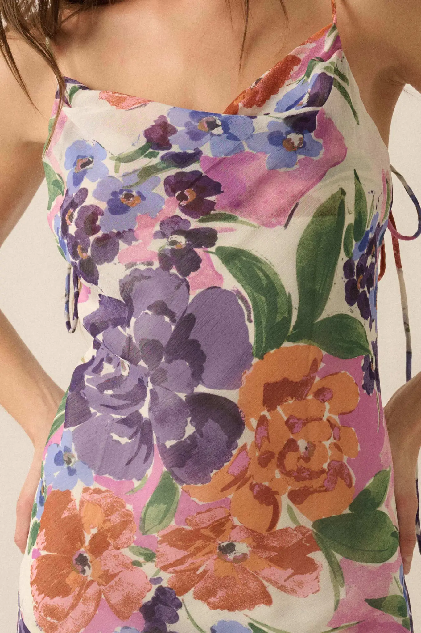 Living Lush Floral Chiffon Cowl-Neck Maxi Dress - Image 5