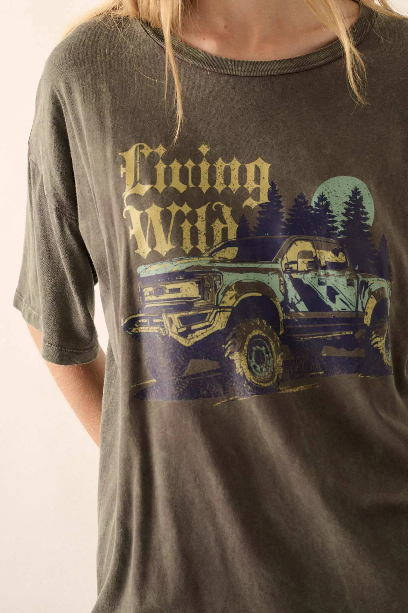 Living Wild Vintage-Wash Pickup Truck Graphic Tee - Image 2