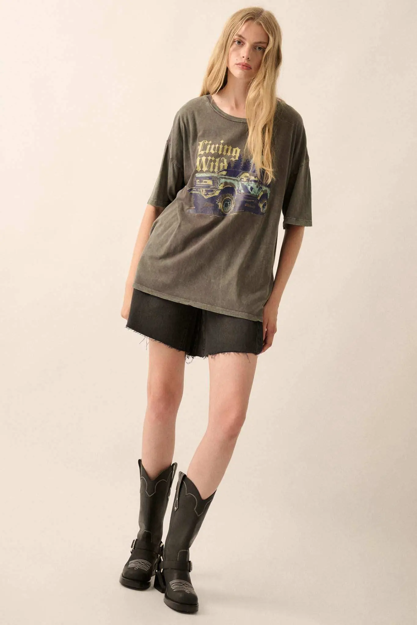 Living Wild Vintage-Wash Pickup Truck Graphic Tee - Image 3