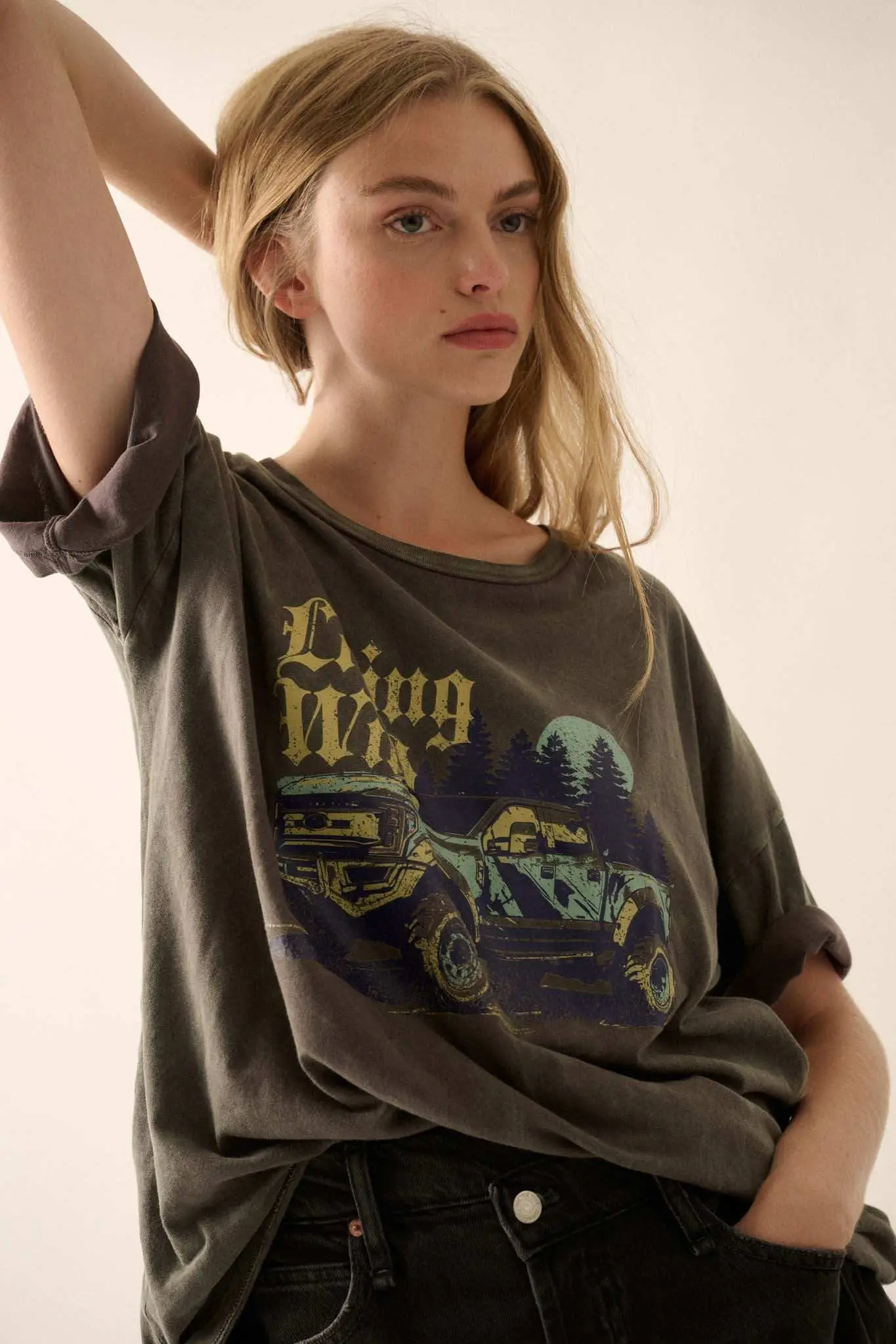 Living Wild Vintage-Wash Pickup Truck Graphic Tee - Image 4