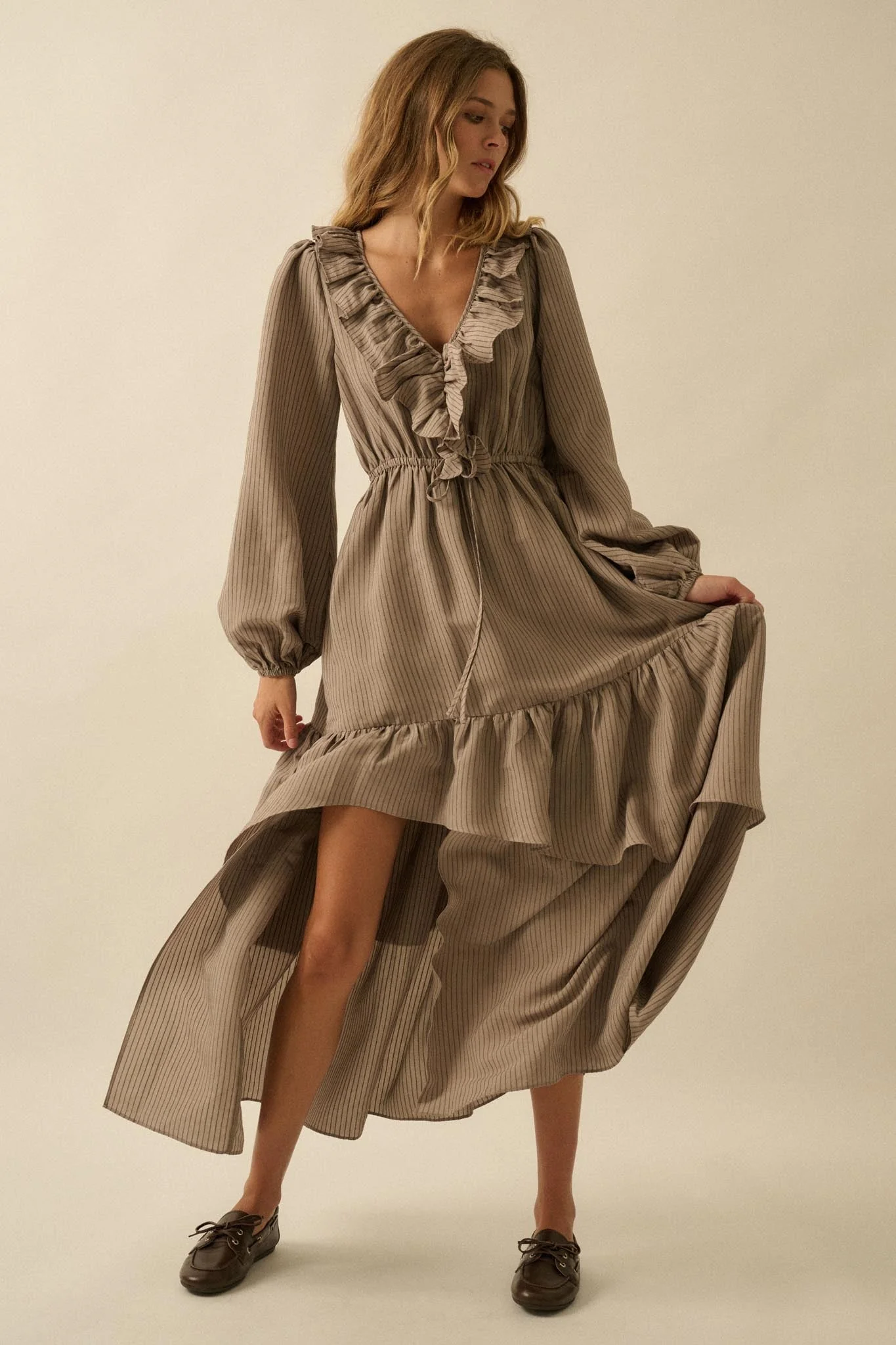 Longing for Love Ruffled Peasant Maxi Dress