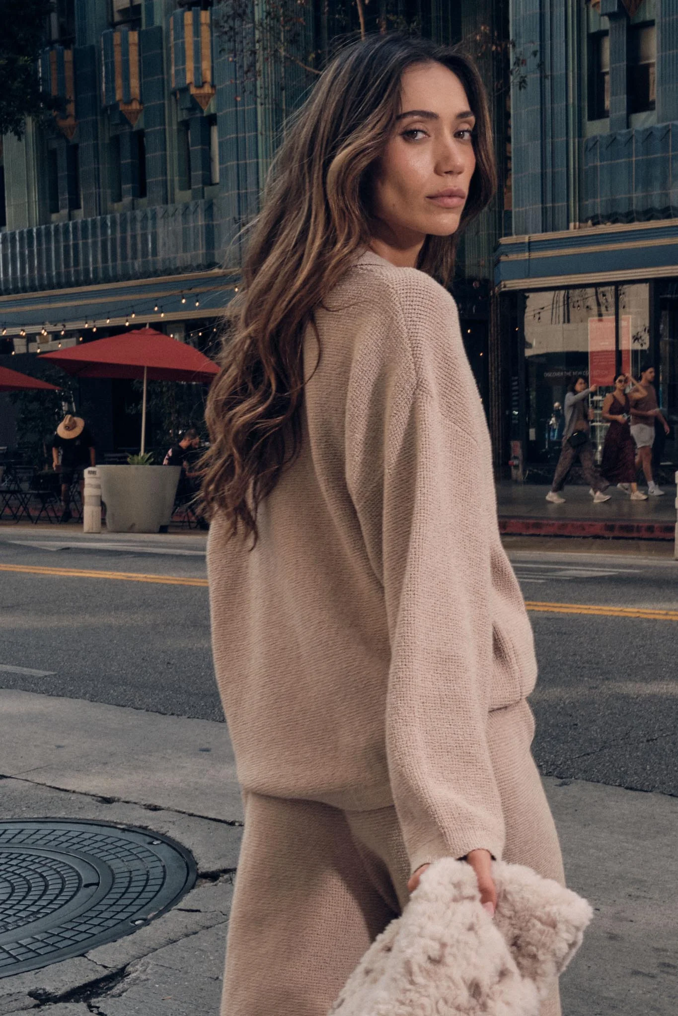 Looking Good Textured Knit Collared V-Neck Sweater - Image 2