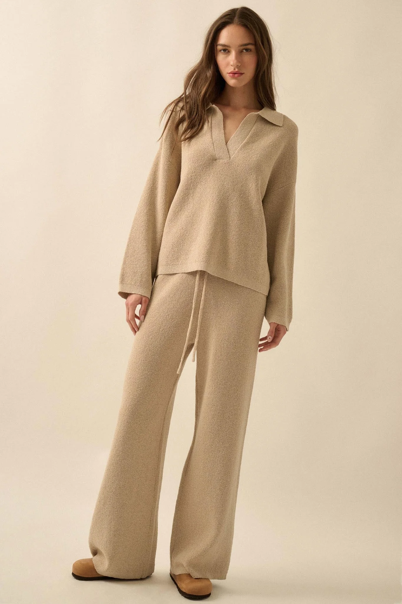 Looking Good Textured Knit Collared V-Neck Sweater - Image 5