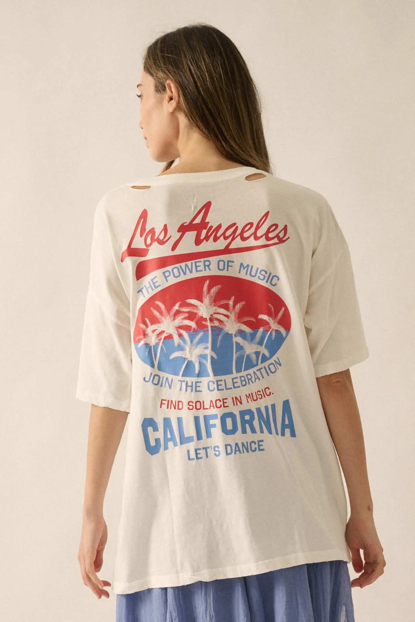 Los Angeles Music Distressed Oversize Graphic Tee - Image 3