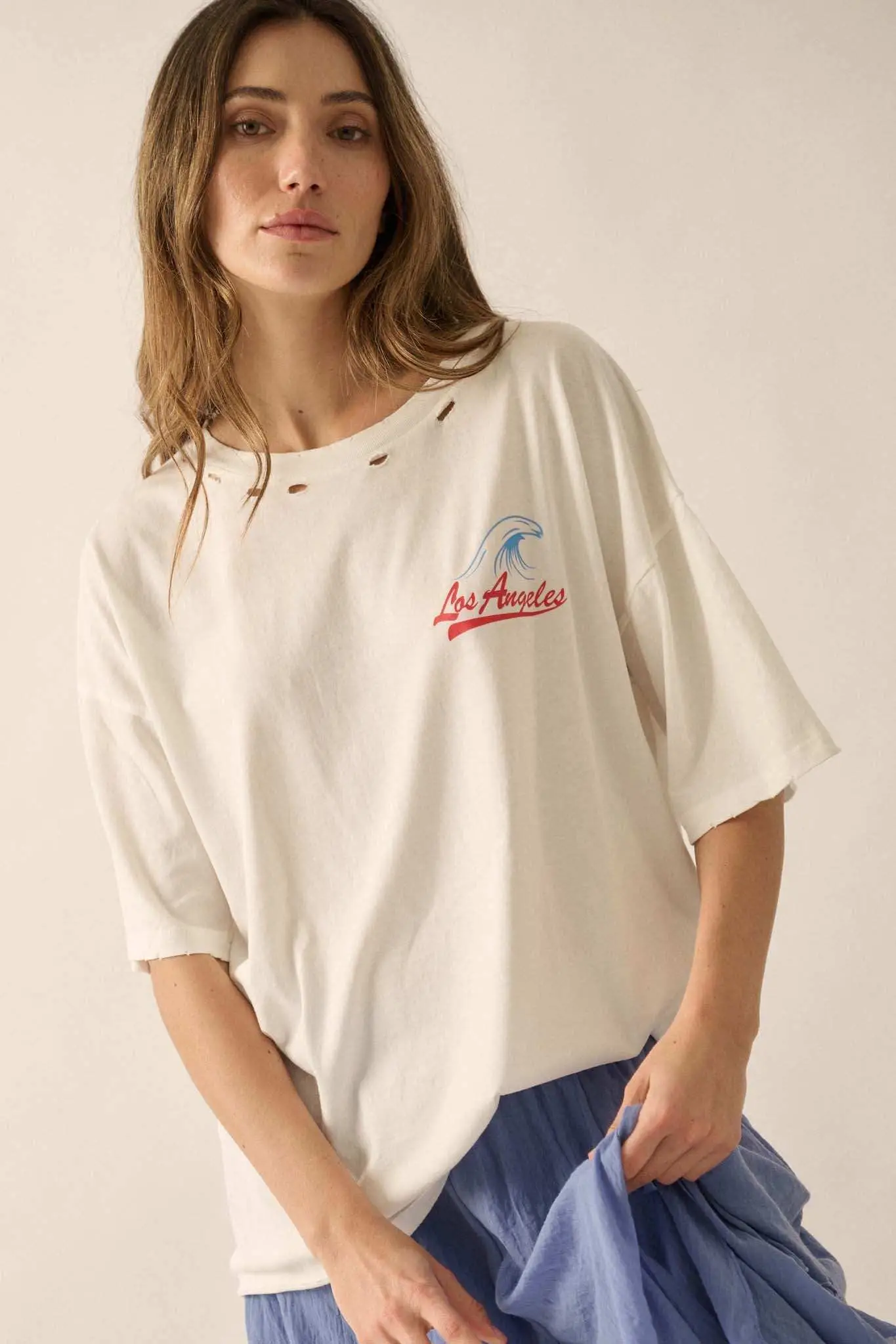 Los Angeles Music Distressed Oversize Graphic Tee - Image 4