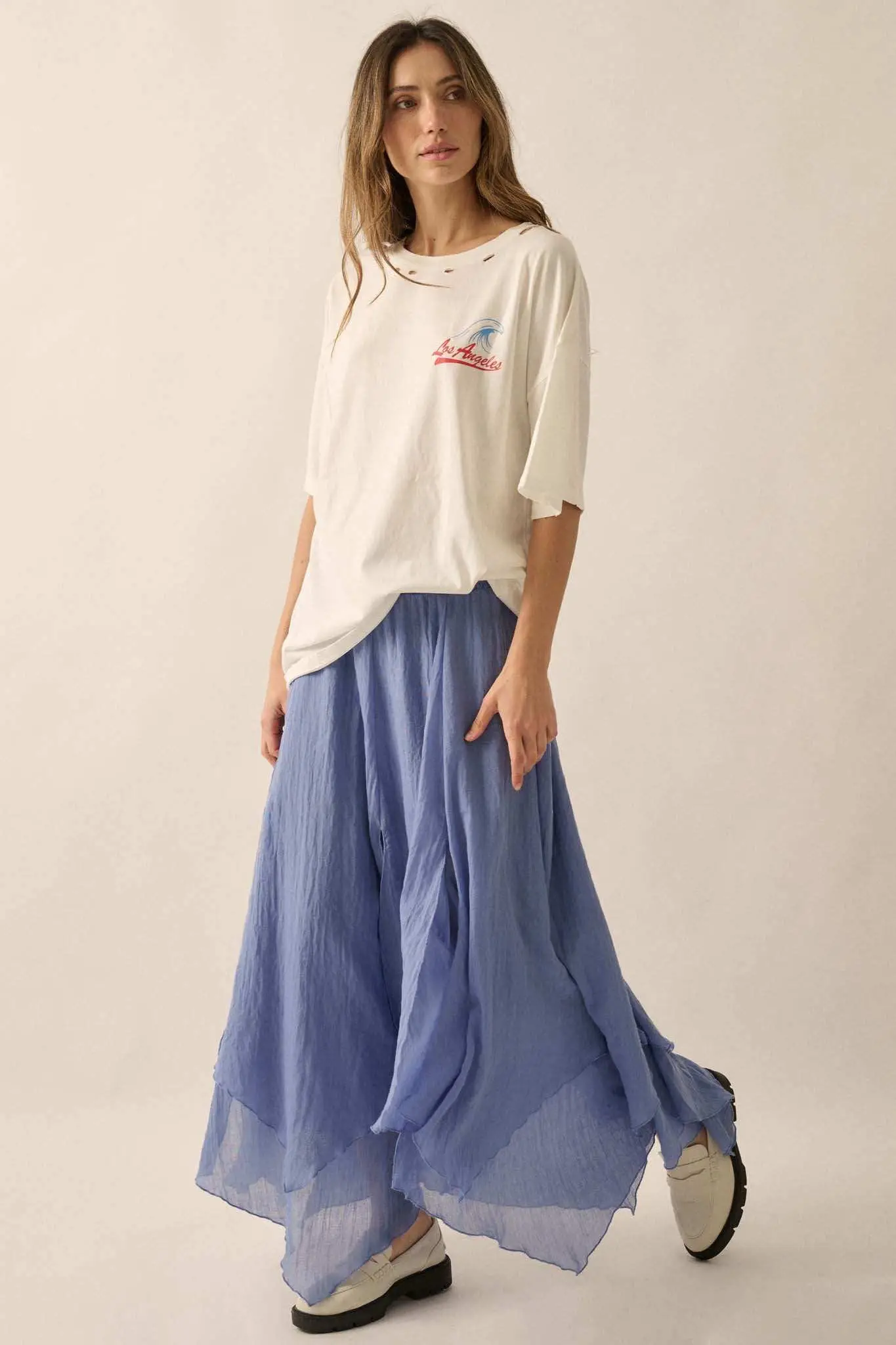 Los Angeles Music Distressed Oversize Graphic Tee - Image 5