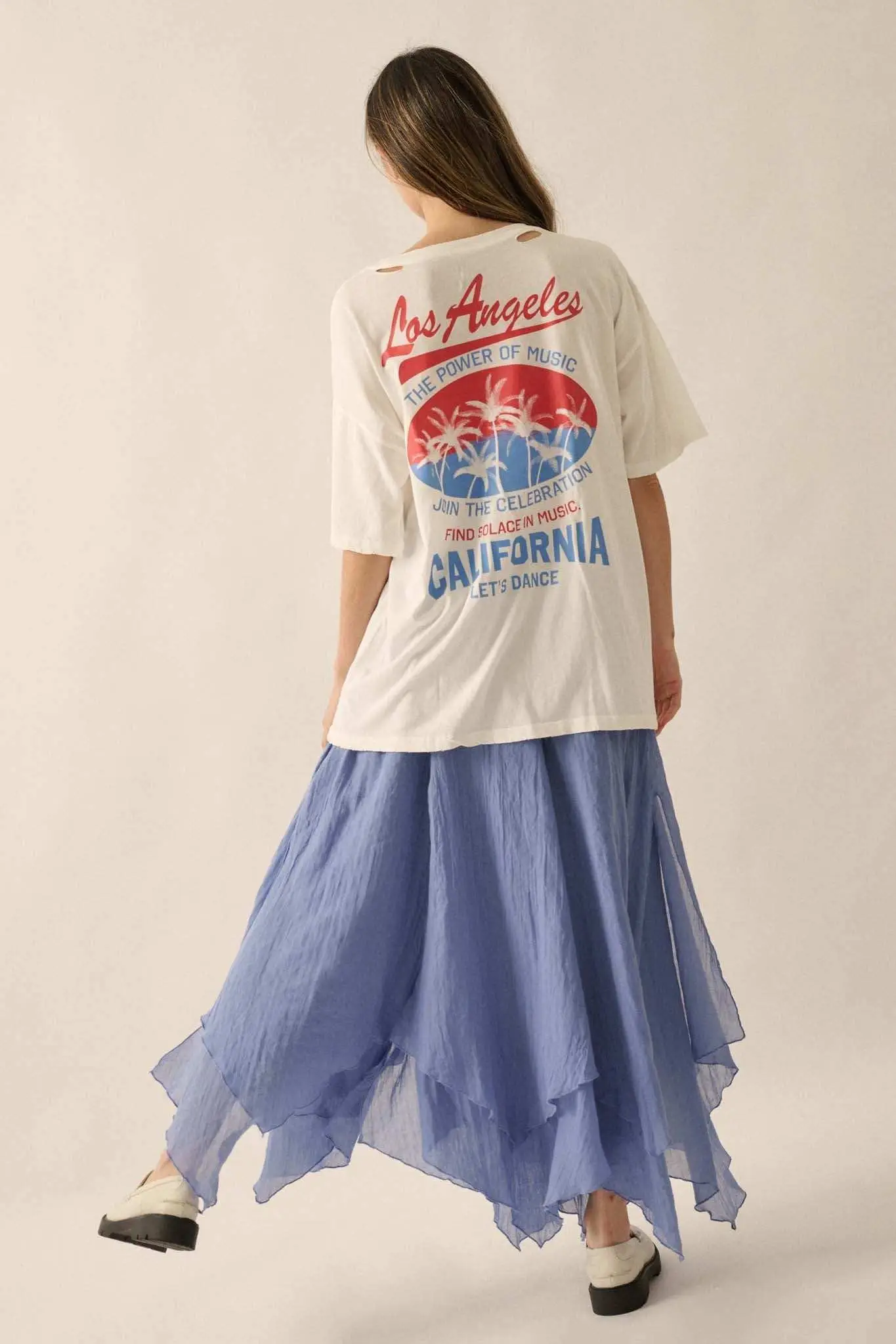 Los Angeles Music Distressed Oversize Graphic Tee - Image 6