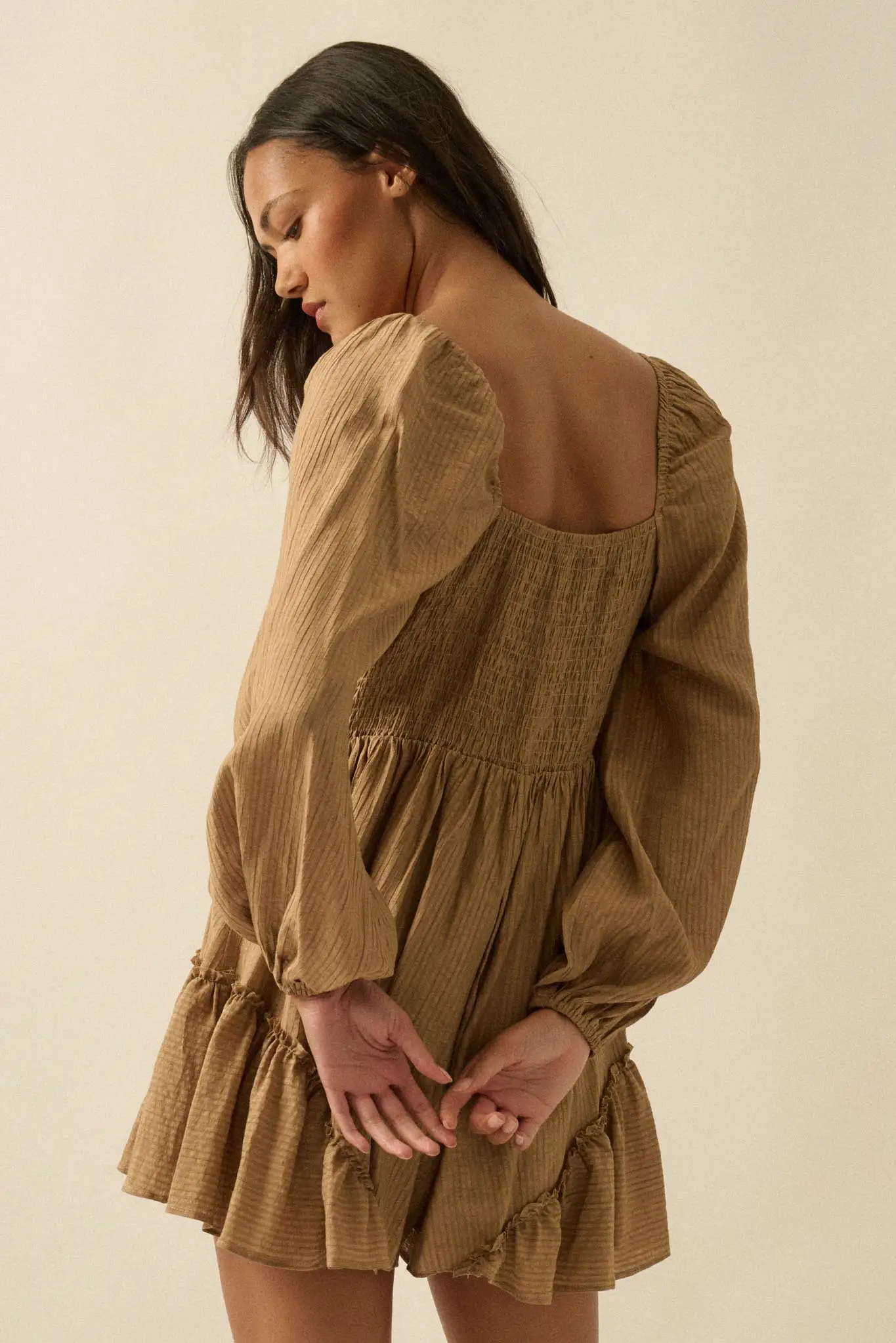 Lost in Love Tie-Front Ruffled Peasant Romper - Image 18
