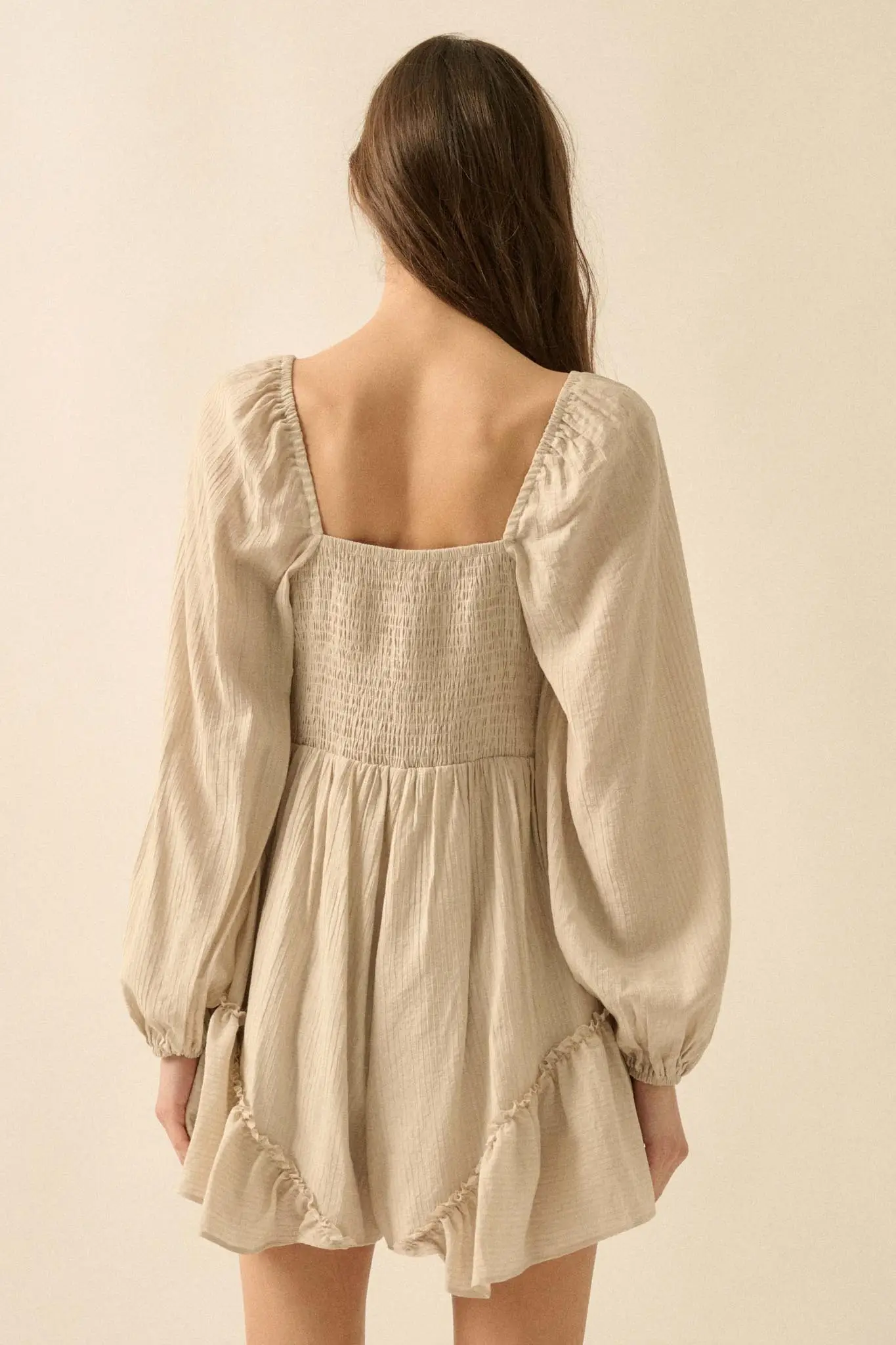 Lost in Love Tie-Front Ruffled Peasant Romper - Image 8