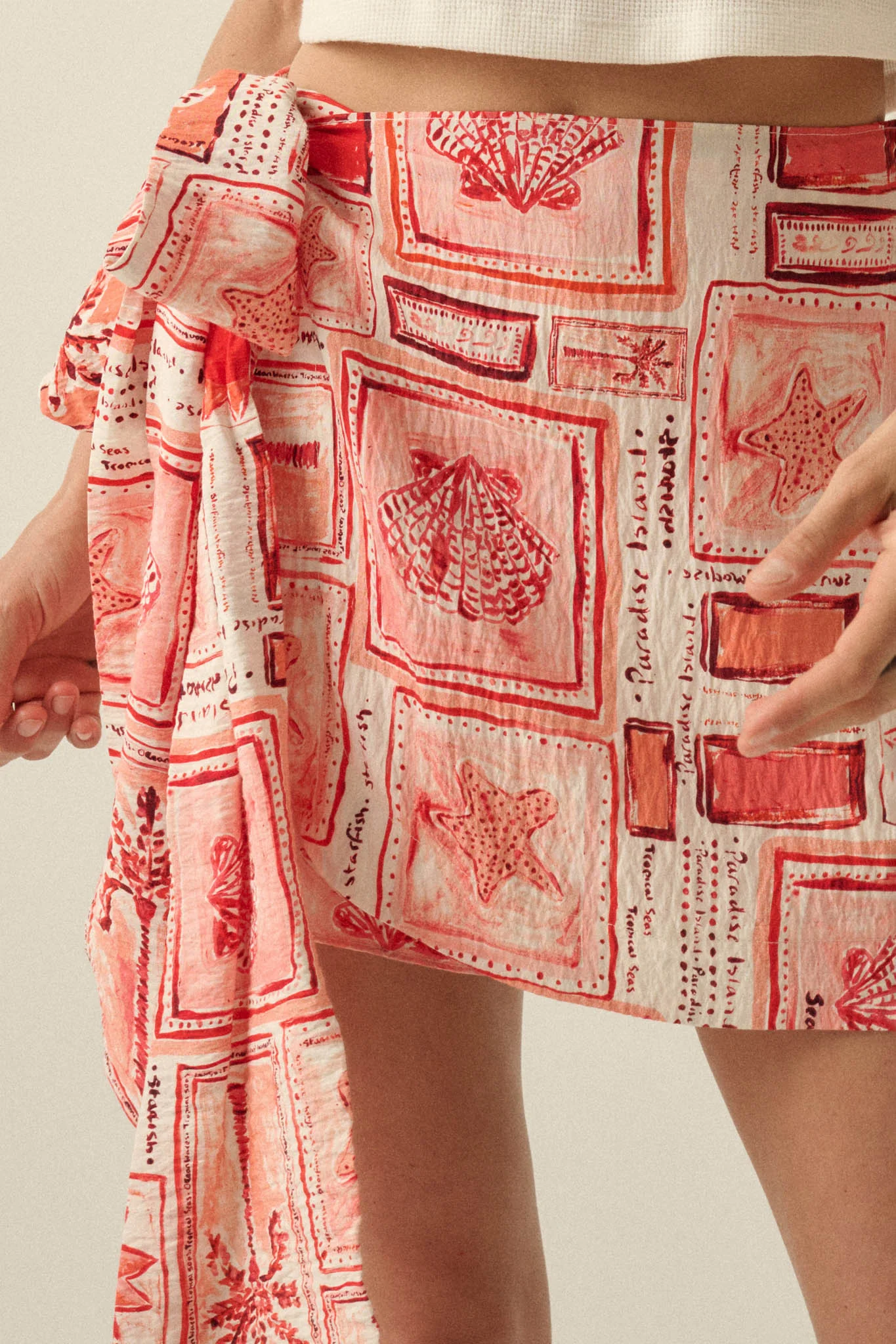 Lost in Paradise Tropical-Print Wrap Mini Skort - Image 4