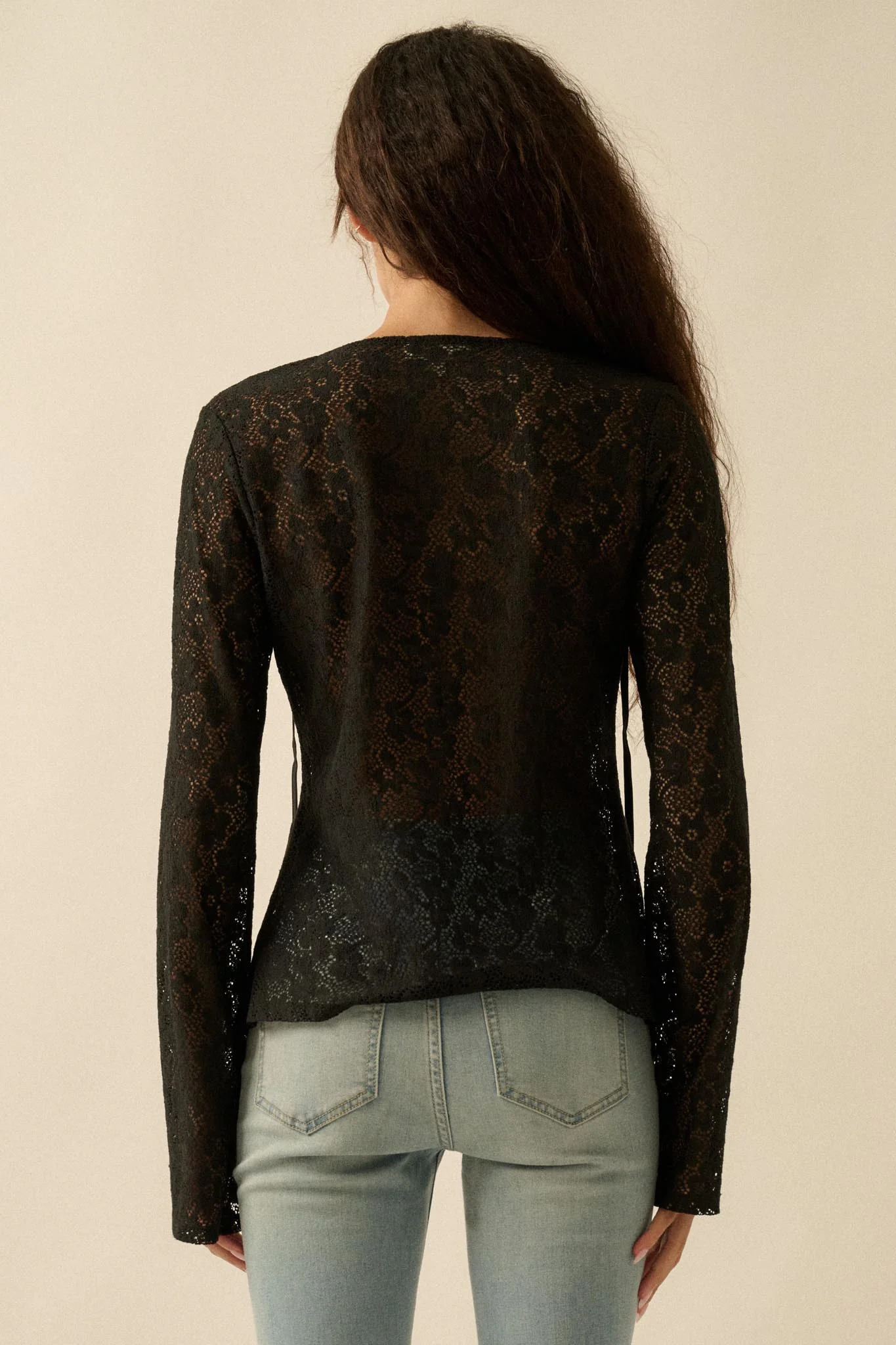 Lost in the Moment Floral Lace Tie-Front Top - Image 17