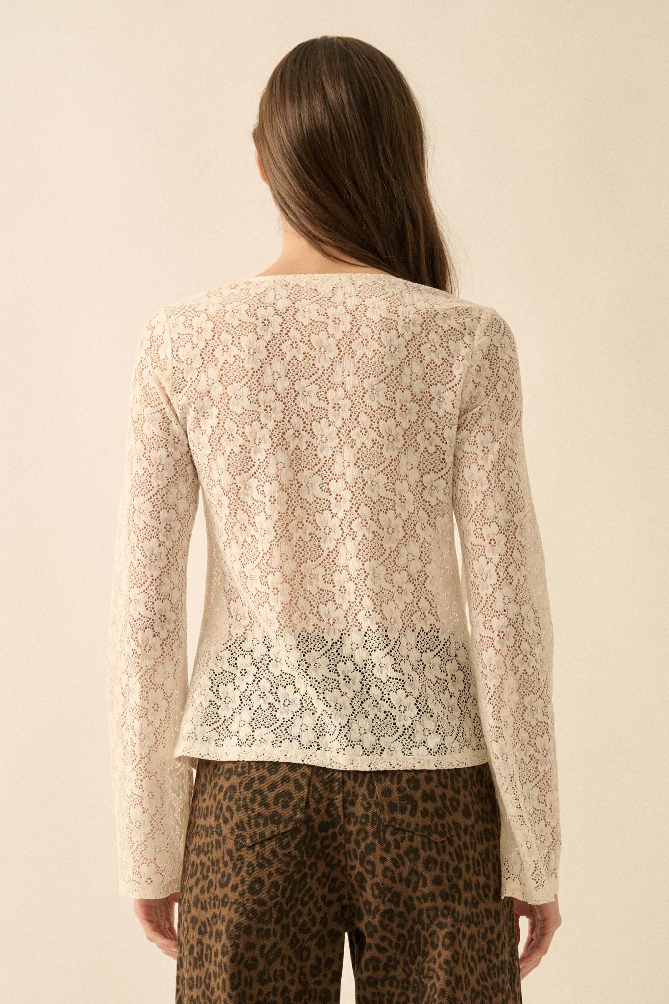 Lost in the Moment Floral Lace Tie-Front Top - Image 9