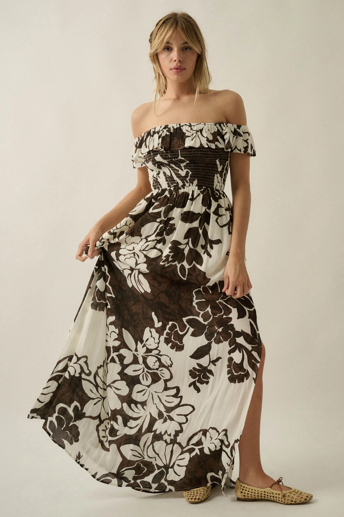 Lost Jungle Leaf-Print Off-Shoulder Ruffle Maxi Dress - Image 10