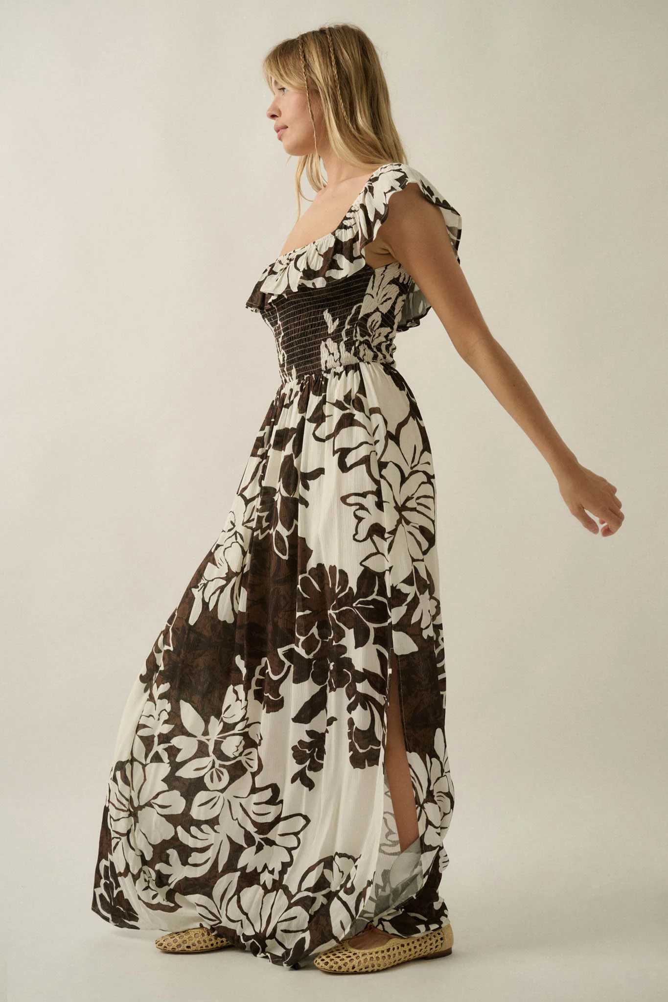 Lost Jungle Leaf-Print Off-Shoulder Ruffle Maxi Dress - Image 14