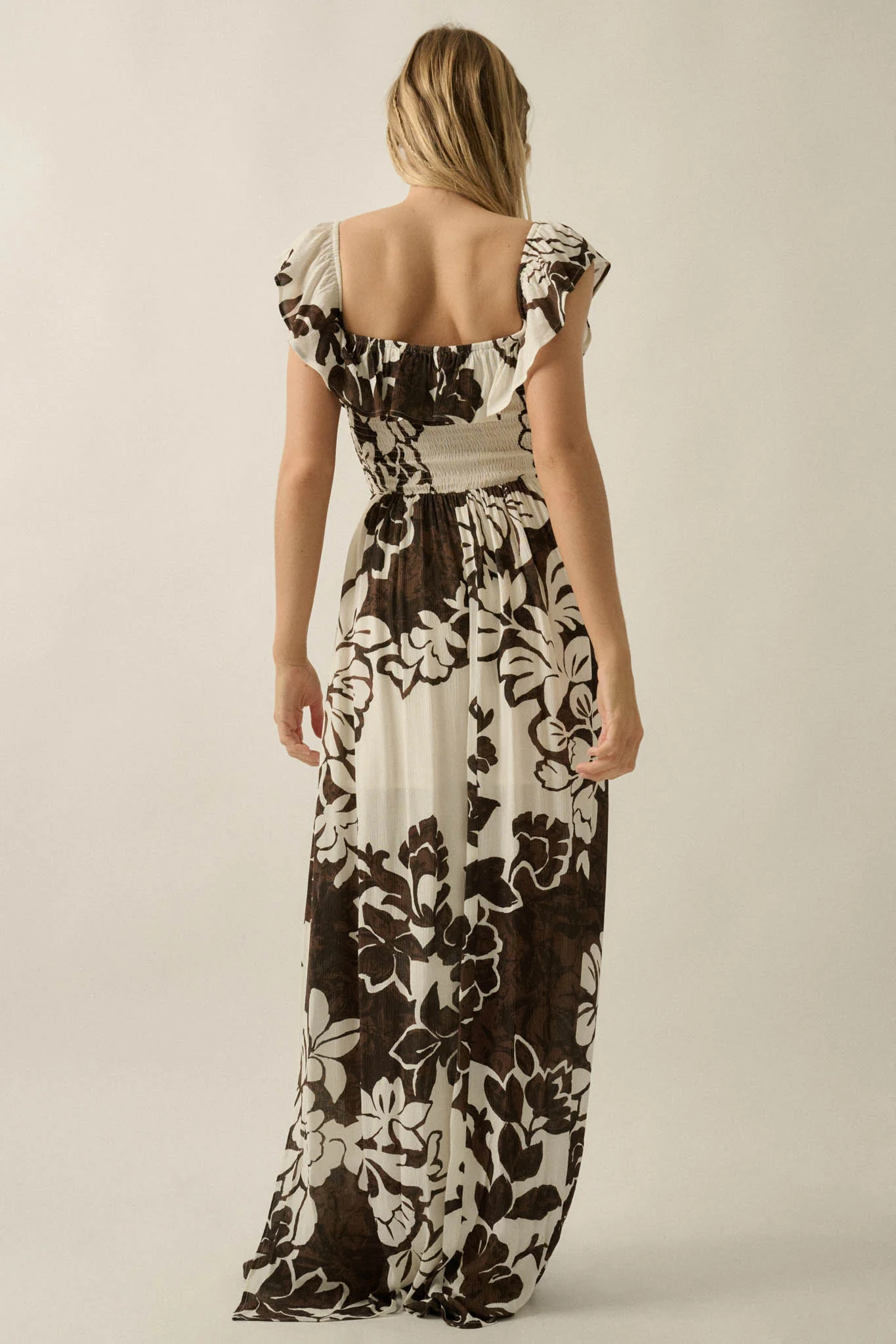 Lost Jungle Leaf-Print Off-Shoulder Ruffle Maxi Dress - Image 15