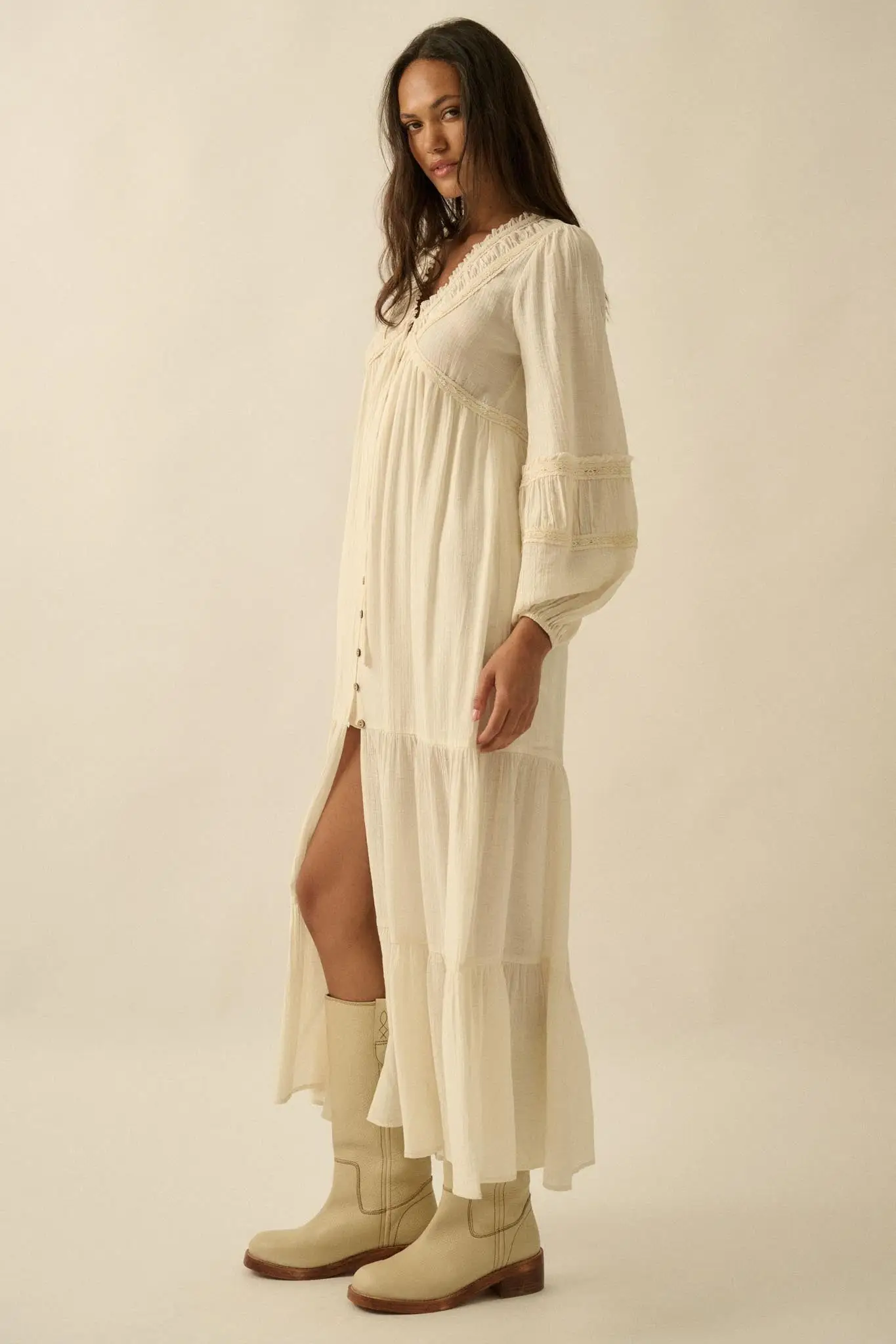 Love Abounds Button-Up Balloon-Sleeve Maxi Dress - Image 11