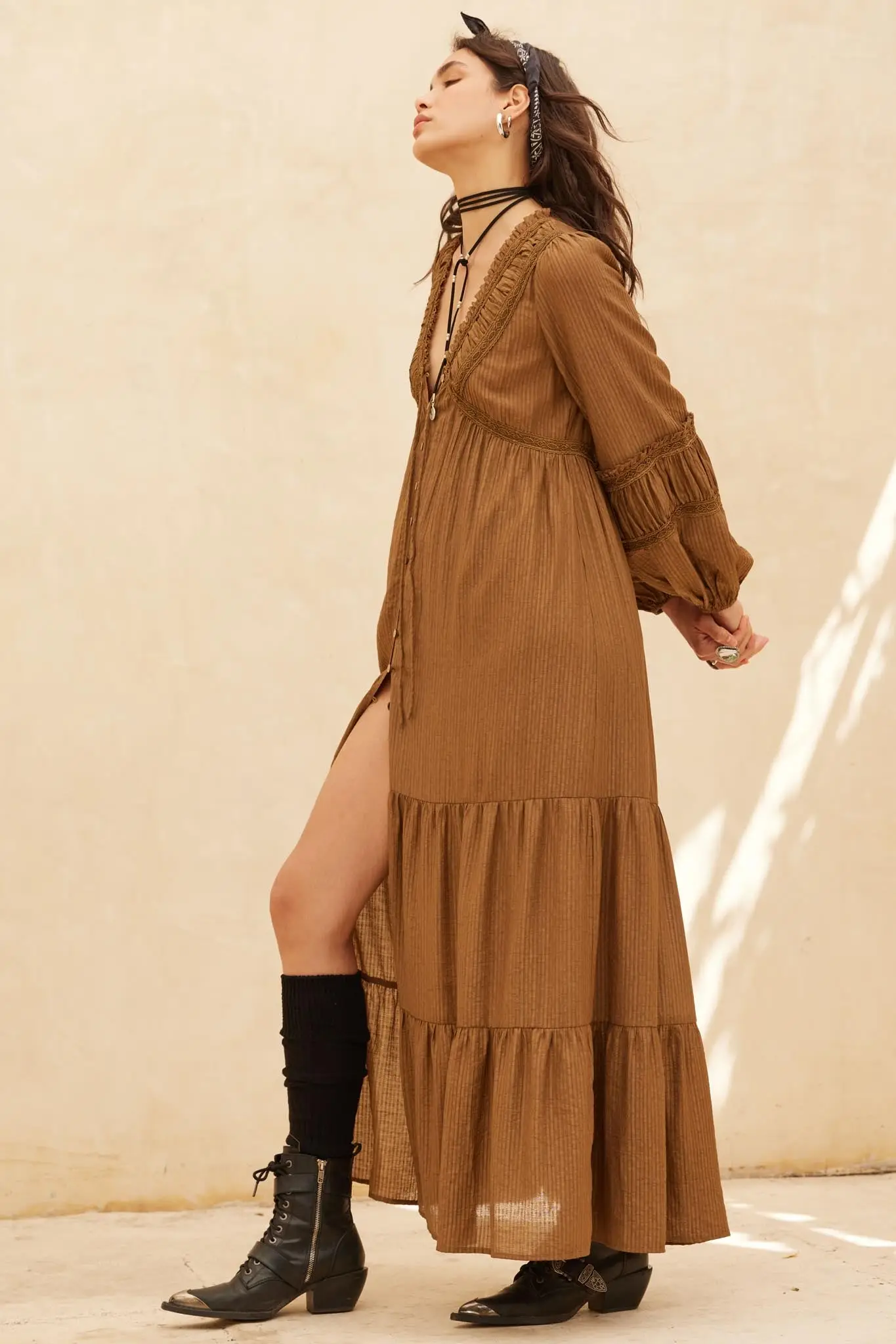 Love Abounds Button-Up Balloon-Sleeve Maxi Dress - Image 5