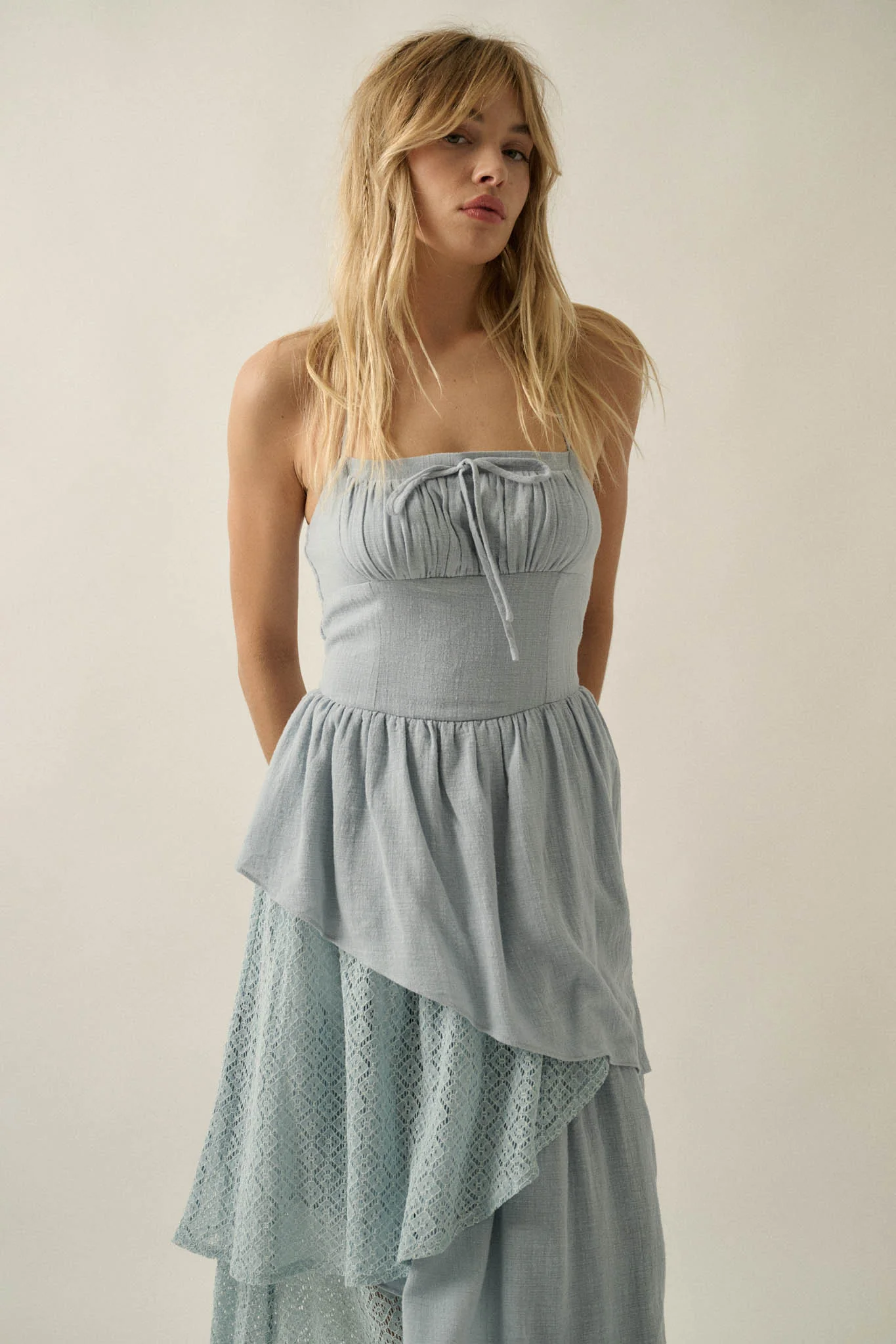 Love Freely Tiered Cotton Gauze and Lace Maxi Dress - Image 5