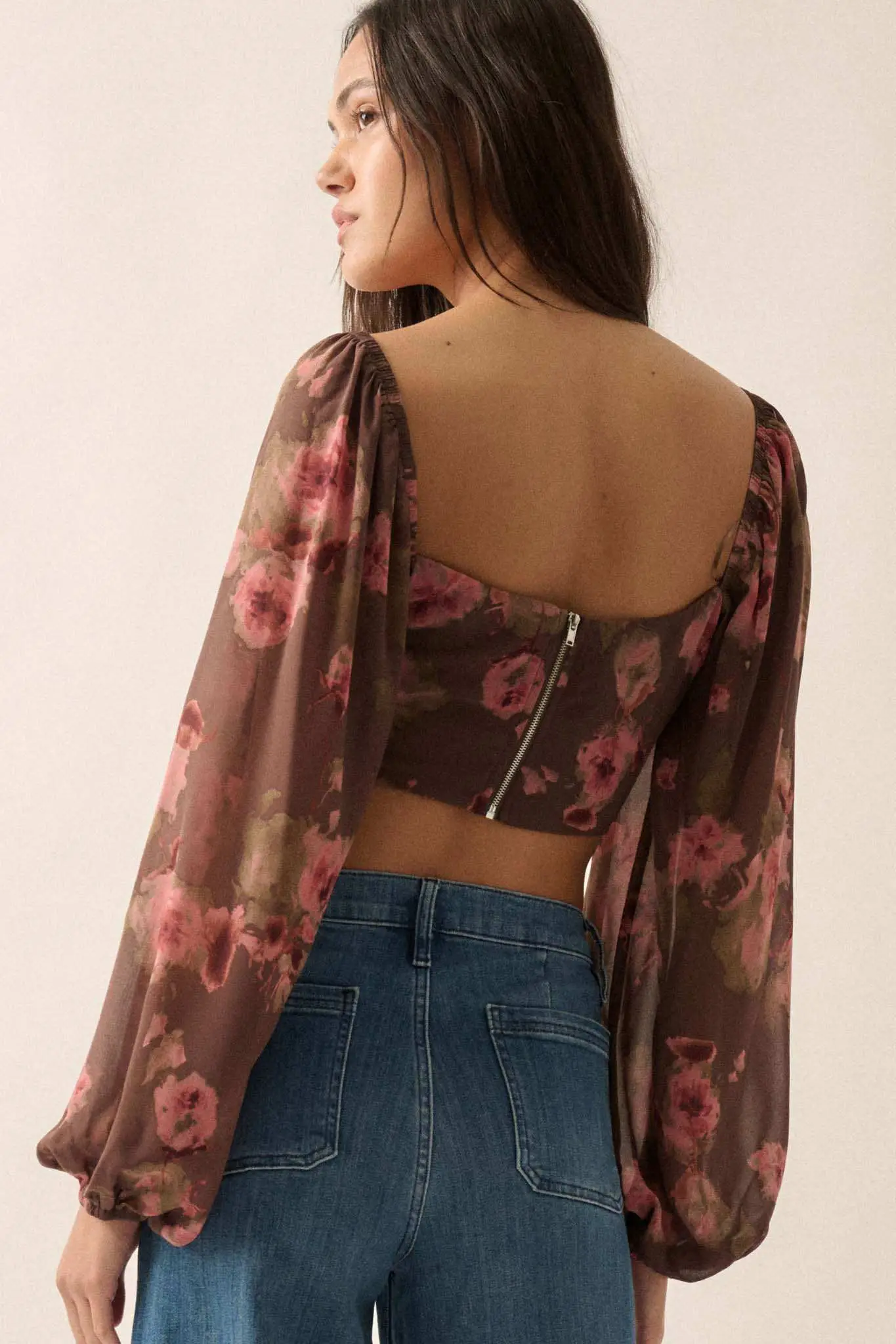 Love Is a Rose Floral Chiffon Cropped Corset Top - Image 2