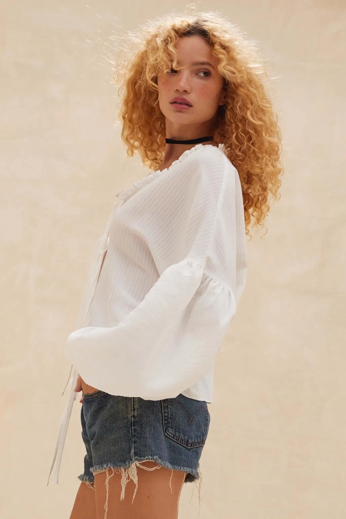 Love Me True Tie-Front Balloon-Sleeve Peasant Top - Image 11