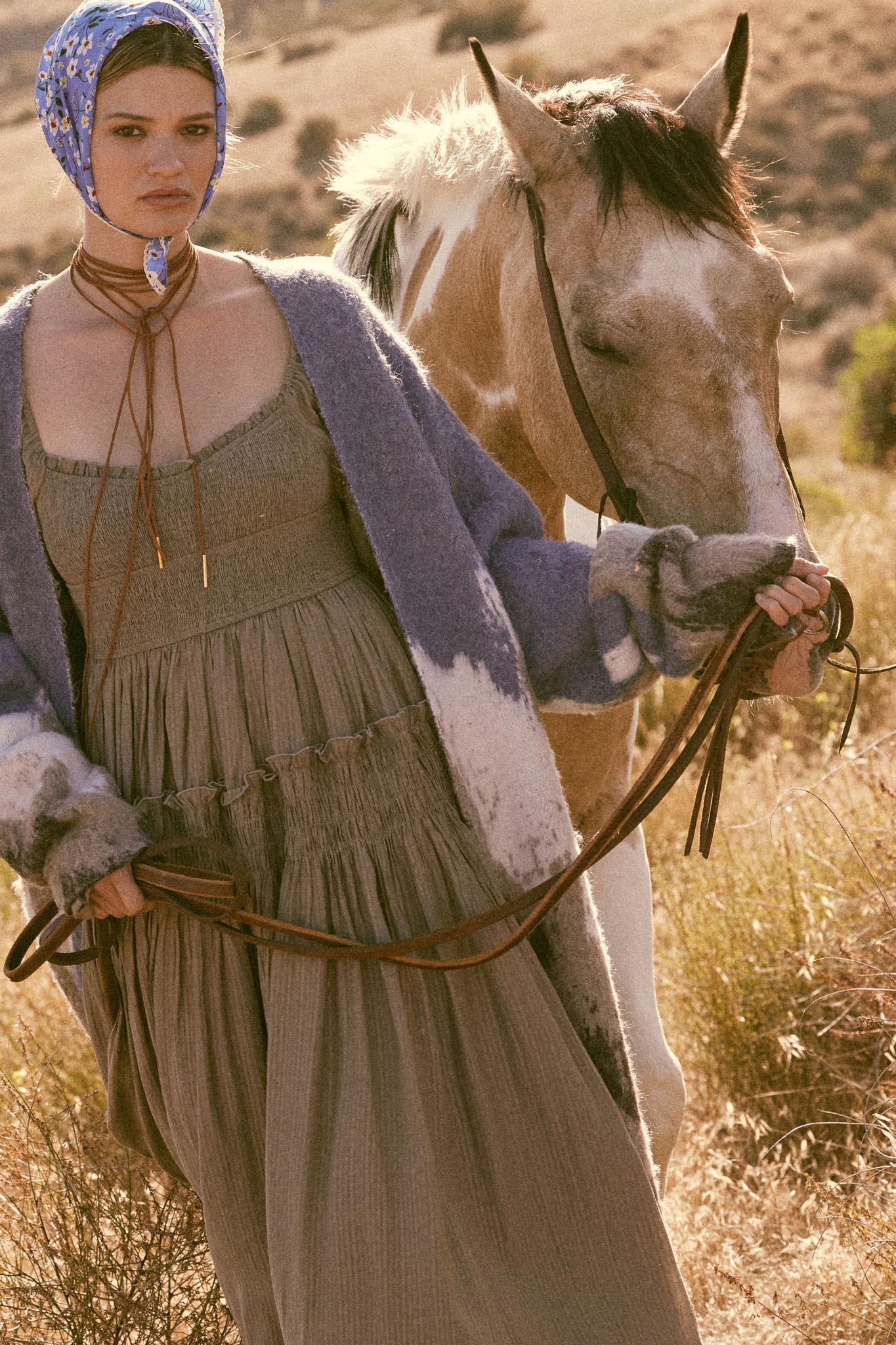Love Story Smocked Tonal-Stripe Midi Peasant Dress - Image 2